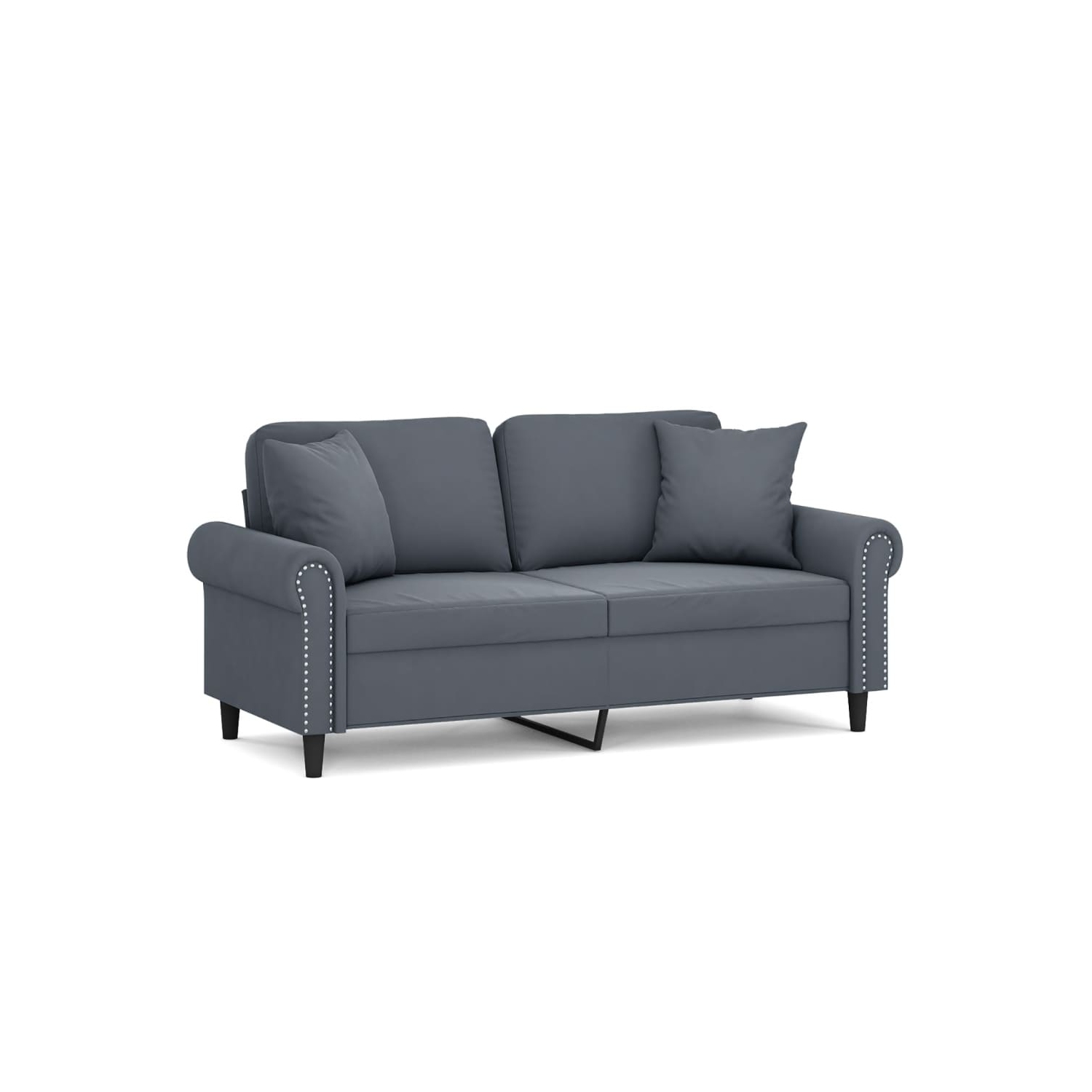 vidaXL 2-Seater Sofa with Throw Pillows Dark Grey 140 cm Velvet