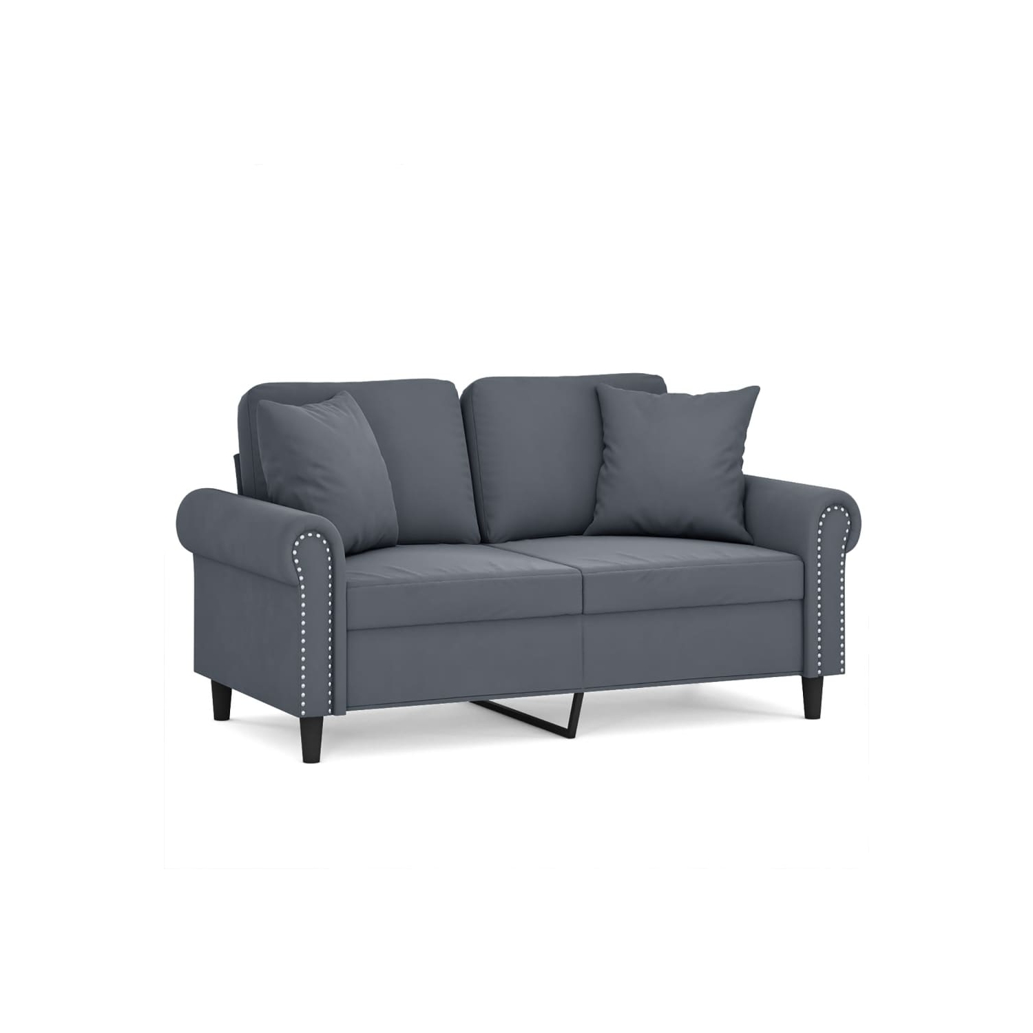 vidaXL 2-Seater Sofa with Throw Pillows Dark Grey 120 cm Velvet