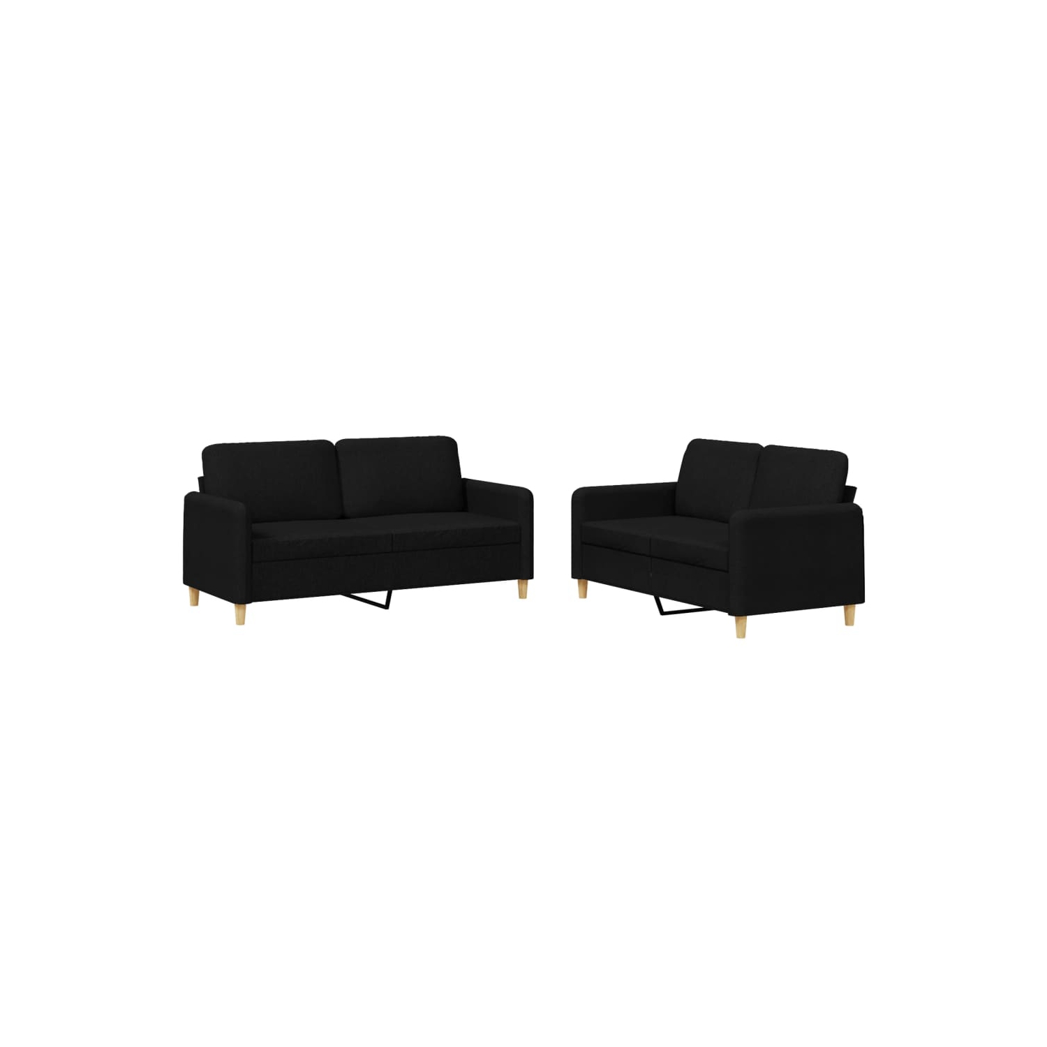 vidaXL 2 Piece Sofa Set with Cushions Black Fabric