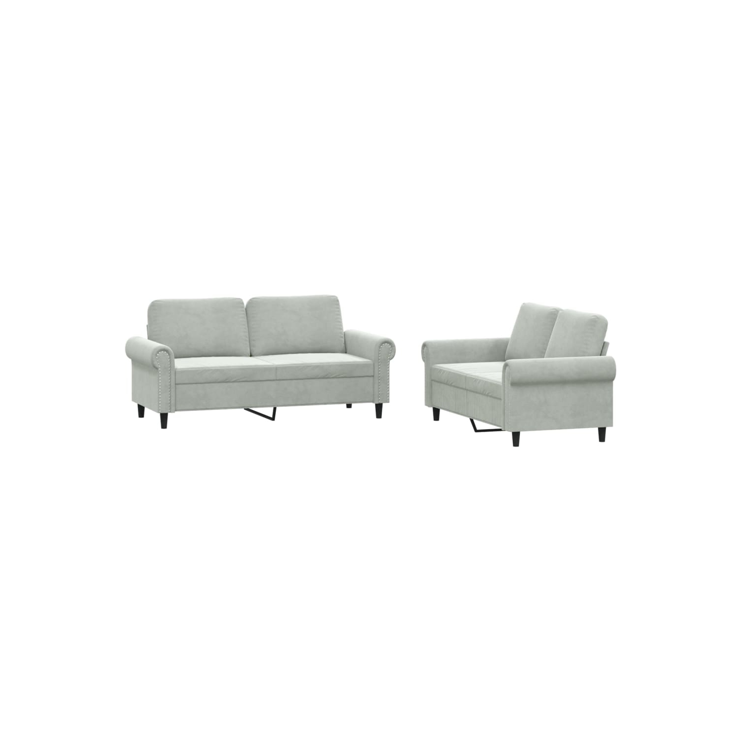 vidaXL 2 Piece Sofa Set with Cushions Light Grey Velvet