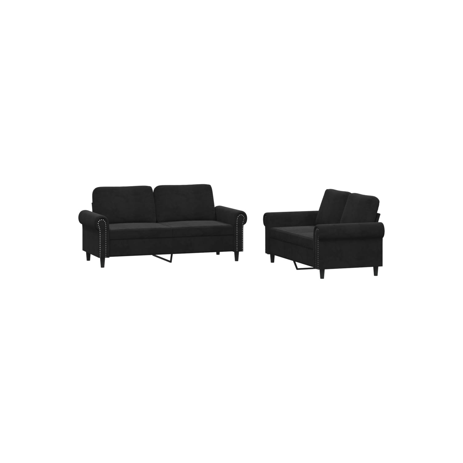 vidaXL 2 Piece Sofa Set with Cushions Black Velvet
