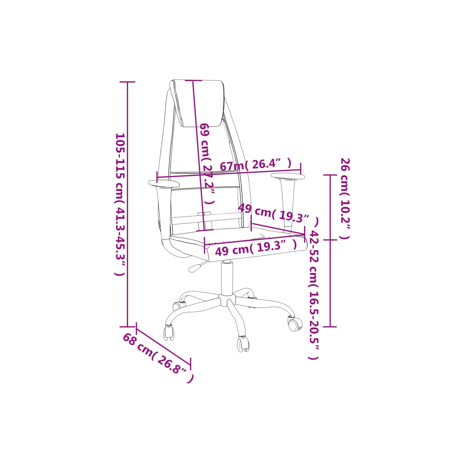 Fauteuil de bureau en tissu maillé blanc et en similicuir vidaXL