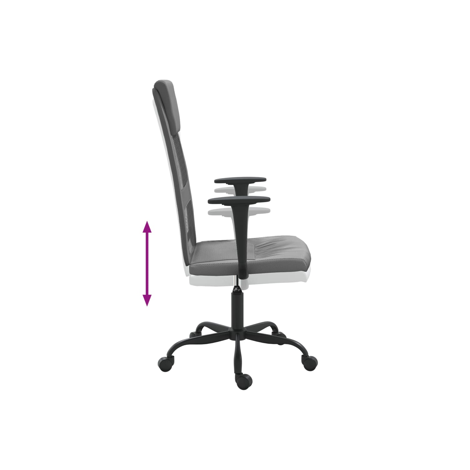 Fauteuil de bureau en tissu maillé gris et en similicuir vidaXL