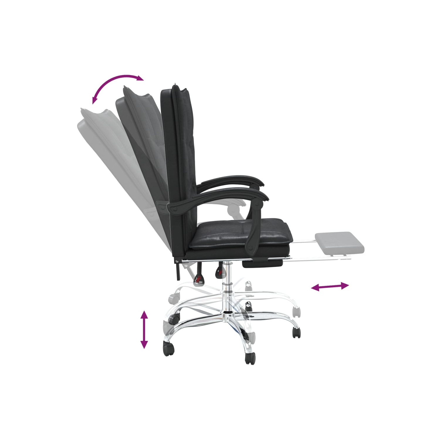 vidaXL Reclining Office Chair Black Faux Leather