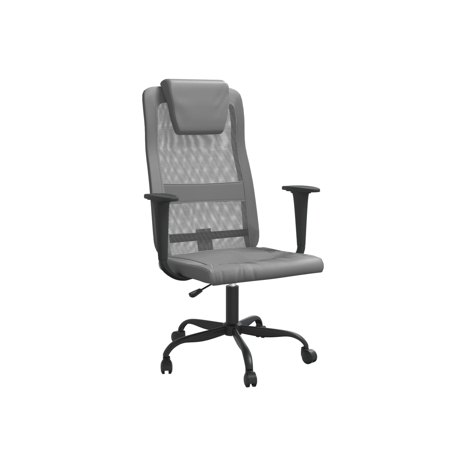 vidaXL Office Chair Grey Mesh Fabric and Faux Leather