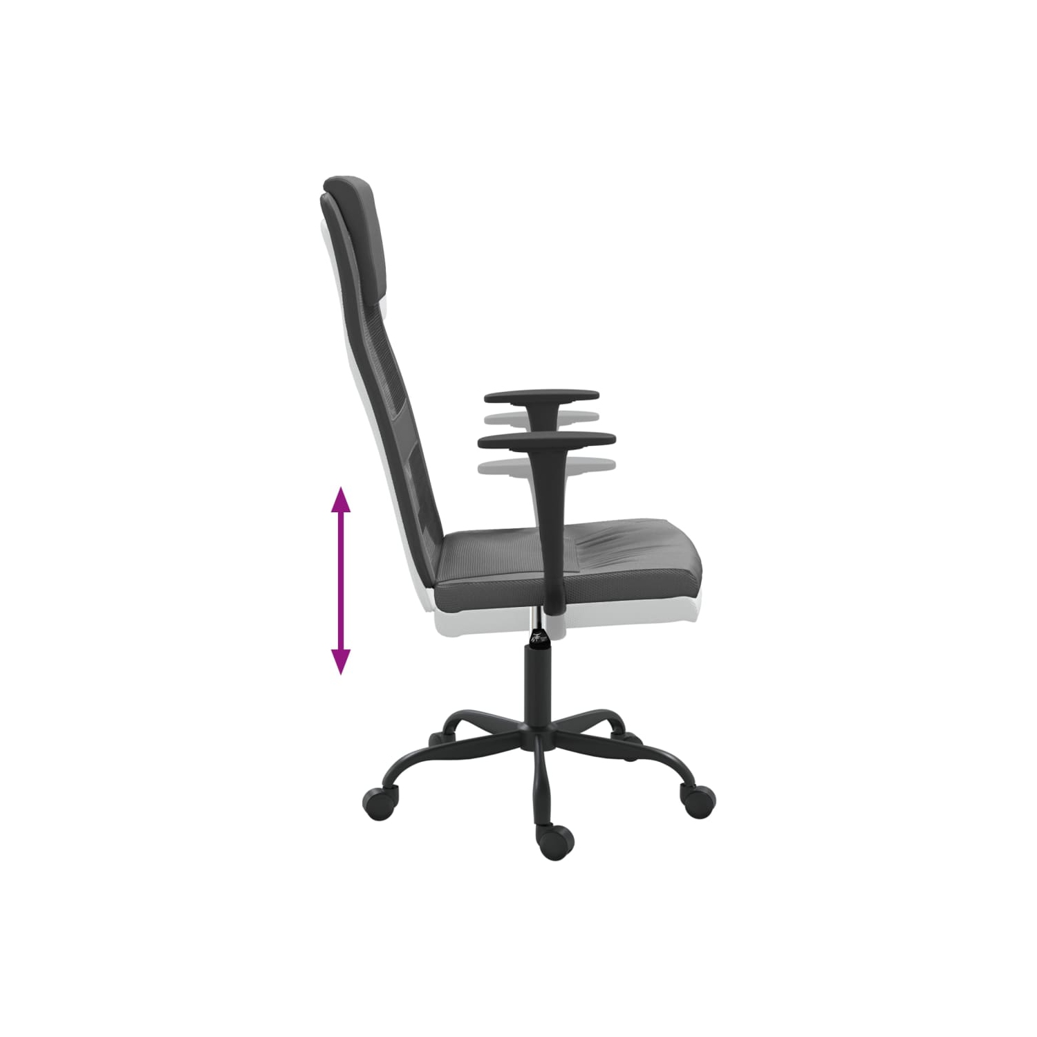 vidaXL Office Chair Grey Mesh Fabric and Faux Leather