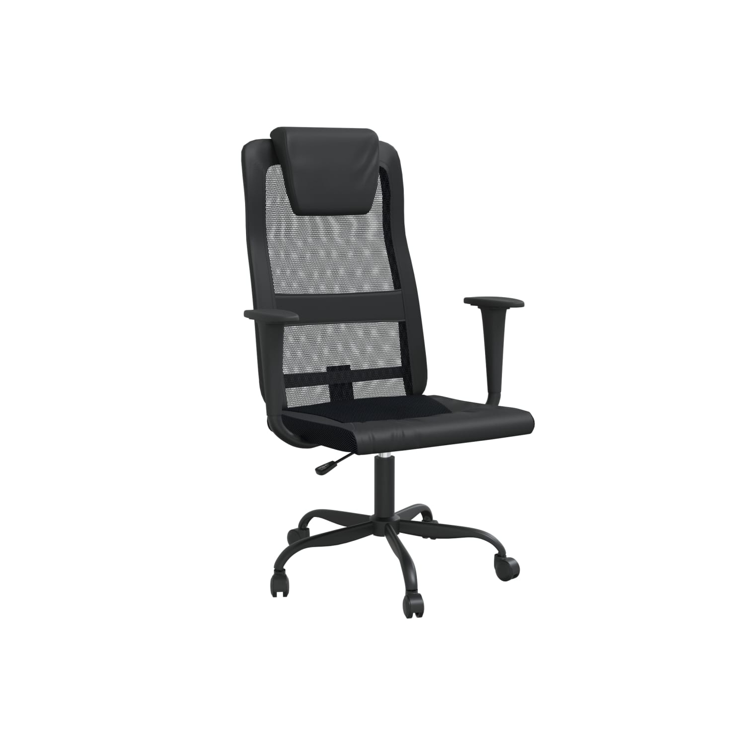 vidaXL Office Chair Black Mesh Fabric and Faux Leather