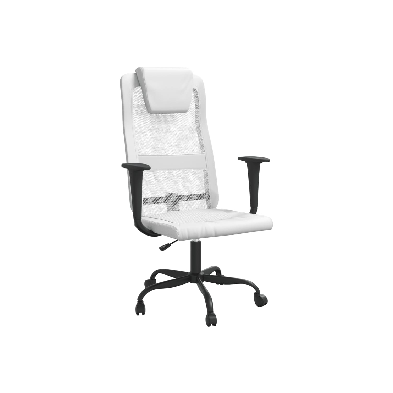 vidaXL Office Chair White Mesh Fabric and Faux Leather