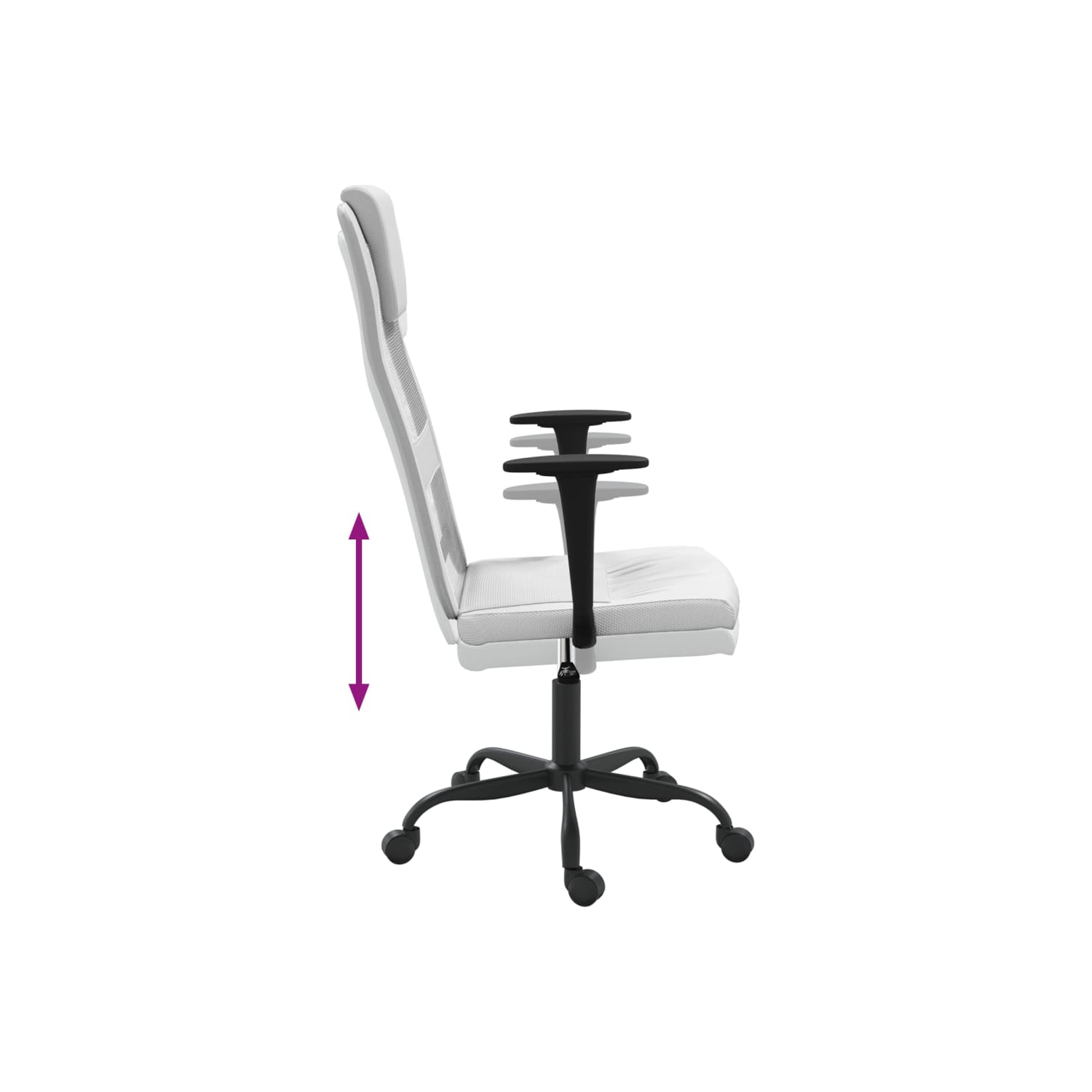 vidaXL Office Chair White Mesh Fabric and Faux Leather