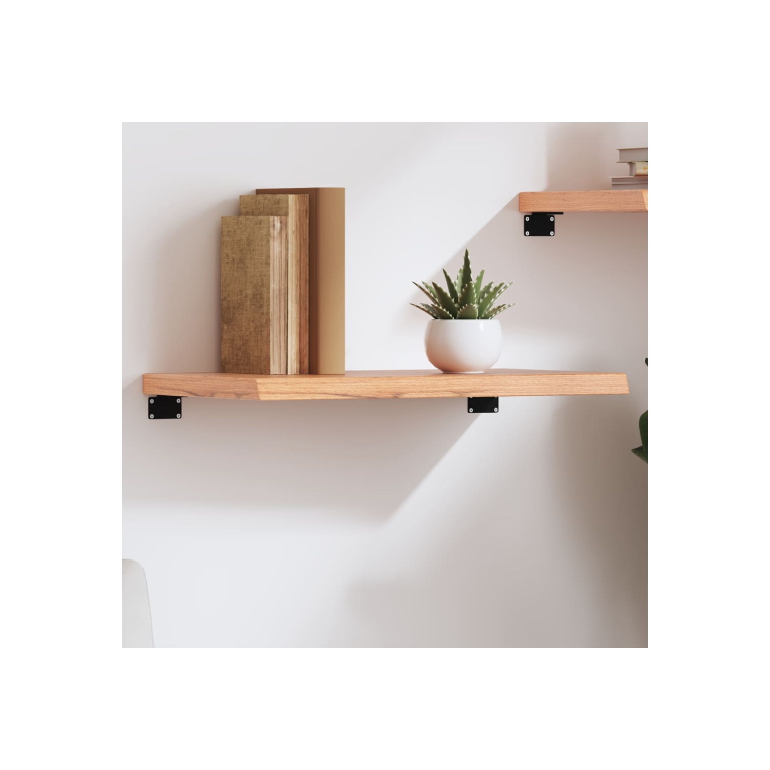 vidaXL Wall Shelf Light Brown 60x30x(2-4) cm Treated Solid Wood Oak