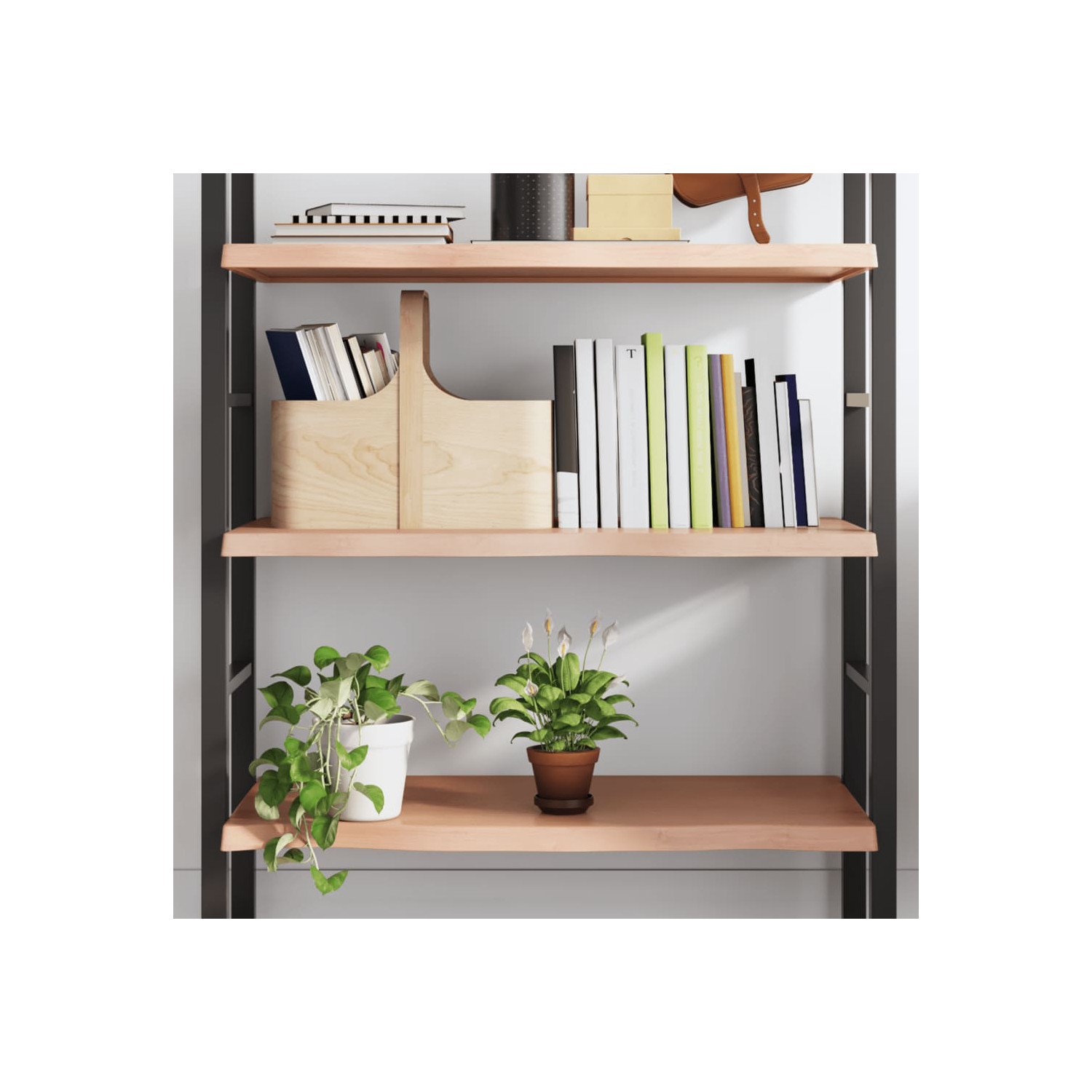 vidaXL Wall Shelf Light Brown 80x40x(2-4) cm Treated Solid Wood Oak