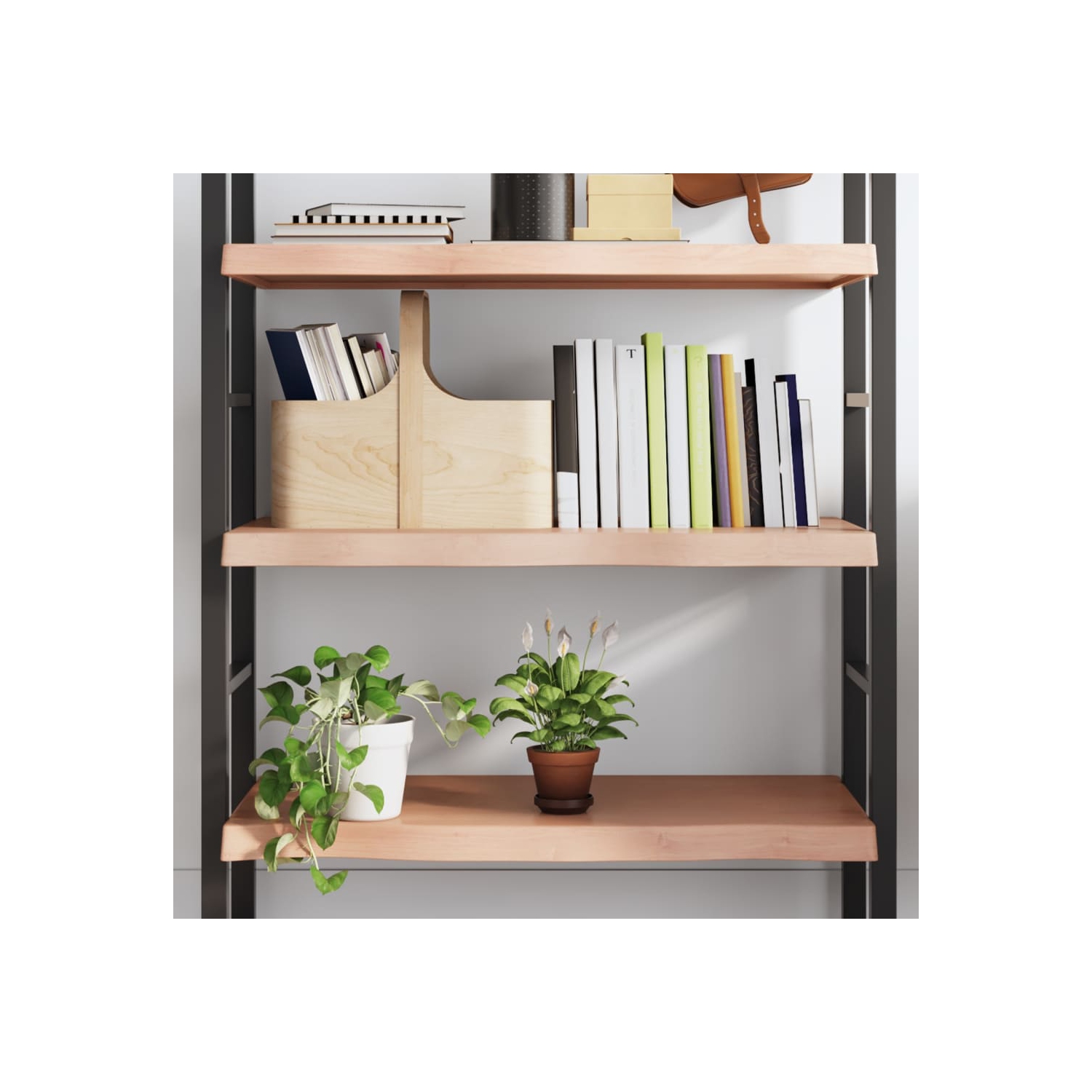 vidaXL Wall Shelf Light Brown 100x60x(2-6) cm Treated Solid Wood Oak