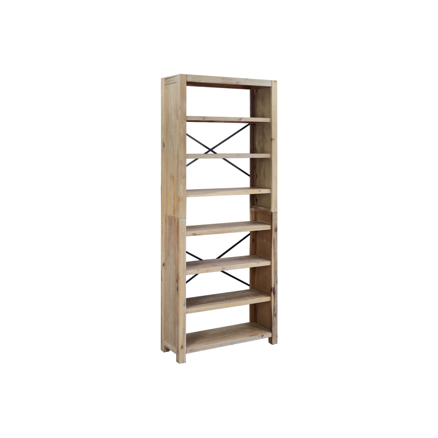 vidaXL 7-Tier Bookcase 80x30x200 cm Solid Wood Acacia