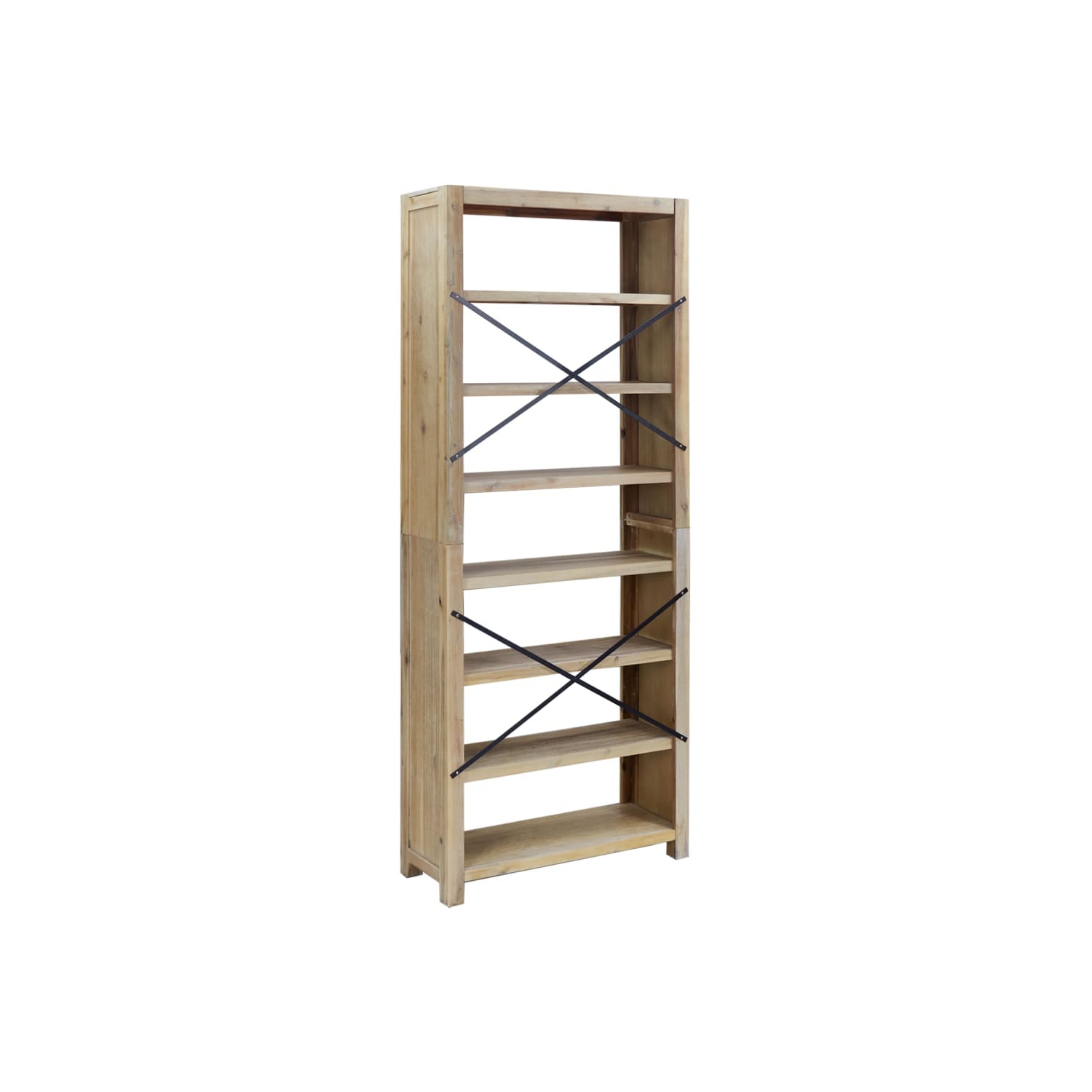 vidaXL 7-Tier Bookcase 80x30x200 cm Solid Wood Acacia