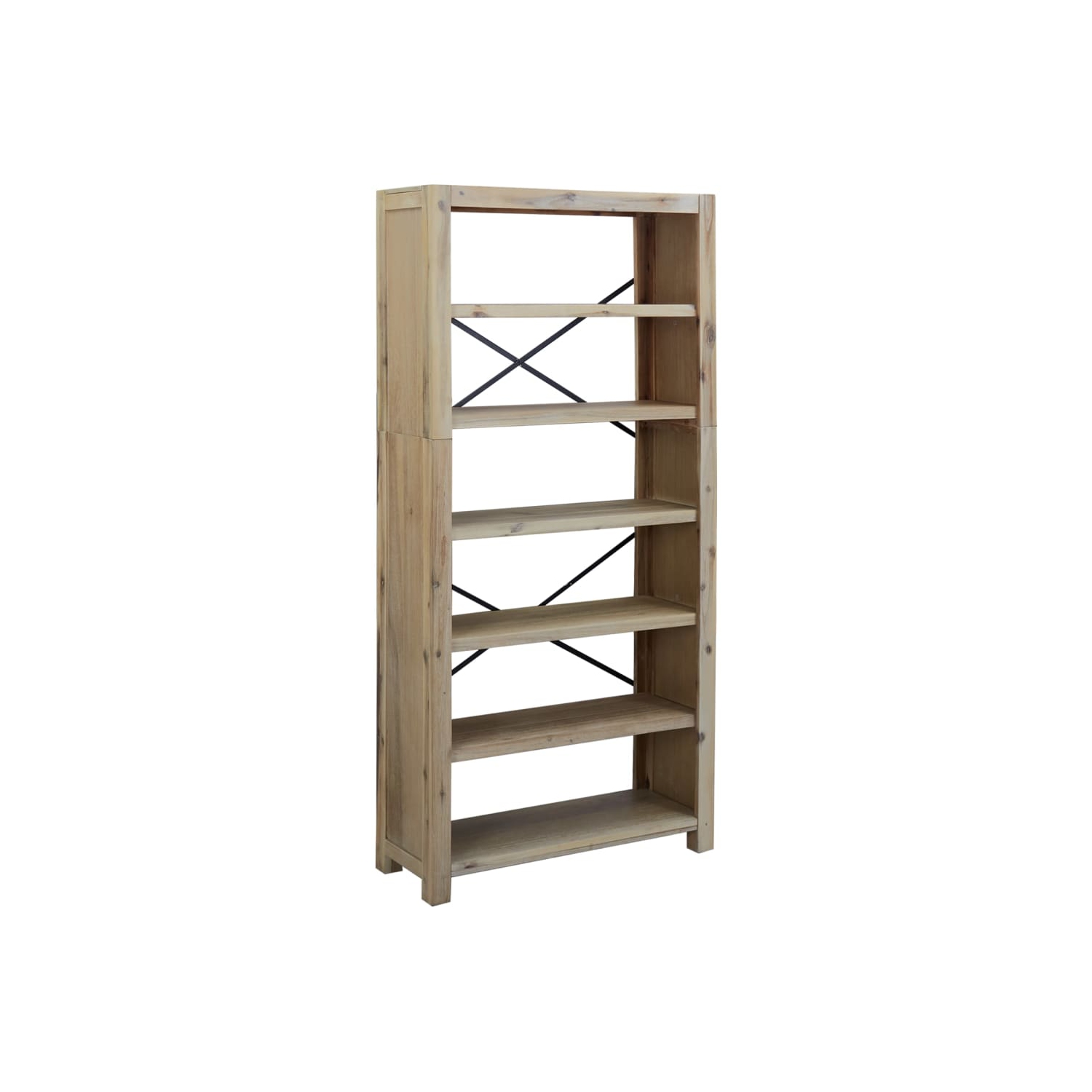 vidaXL 6-Tier Bookcase 80x30x170 cm Solid Wood Acacia