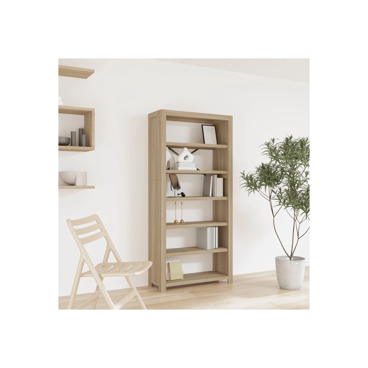vidaXL 6-Tier Bookcase 80x30x170 cm Solid Wood Acacia