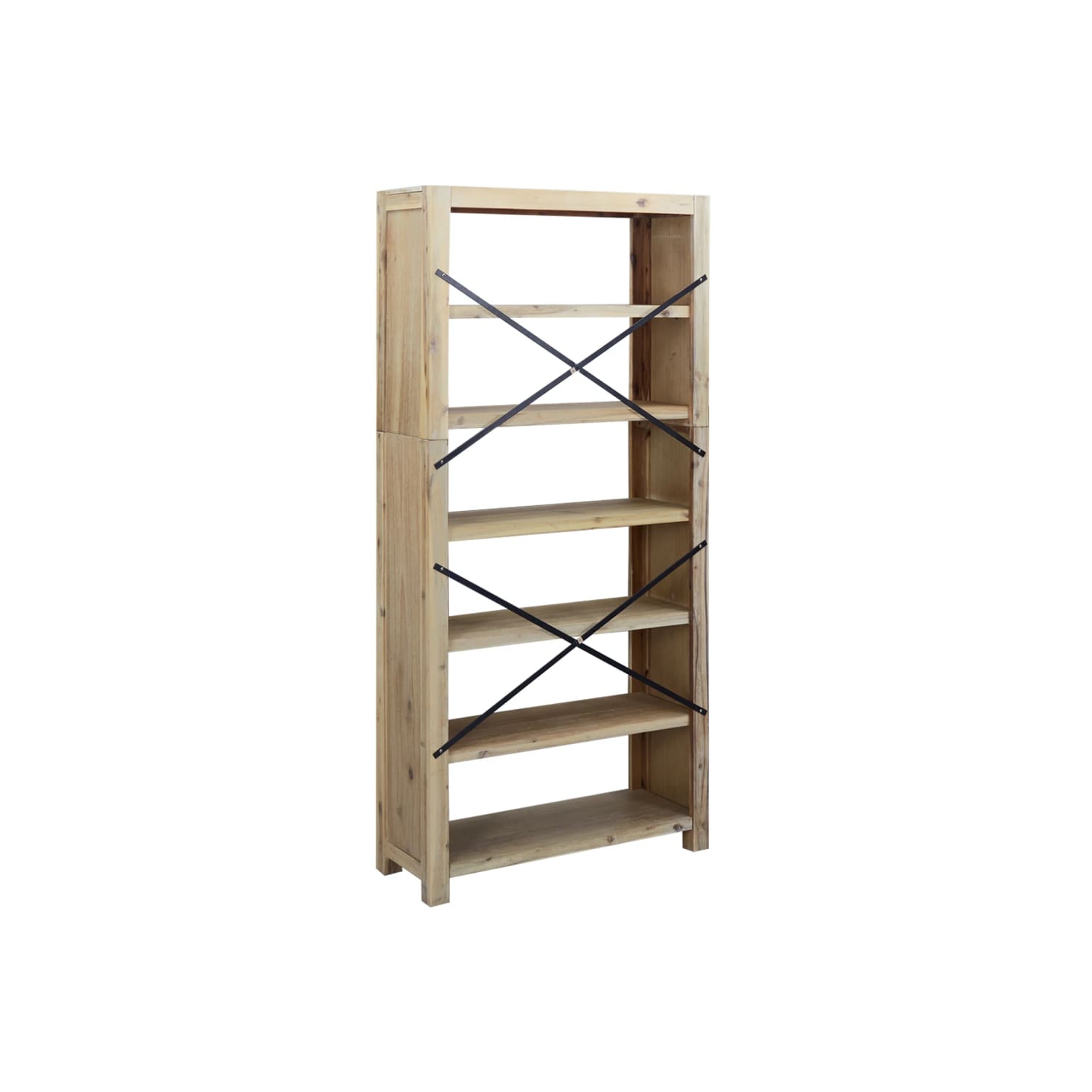 vidaXL 6-Tier Bookcase 80x30x170 cm Solid Wood Acacia