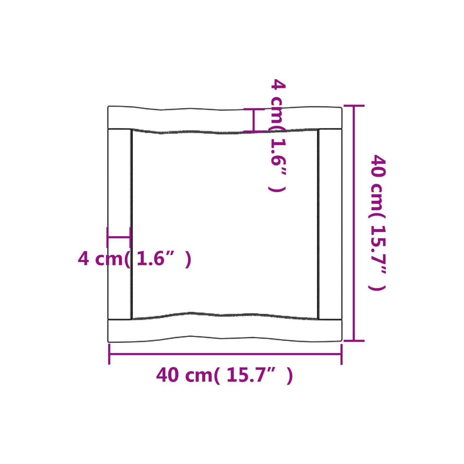 vidaXL Table Top Light Brown 40x40x(2-4) cm Treated Solid Wood Live Edge
