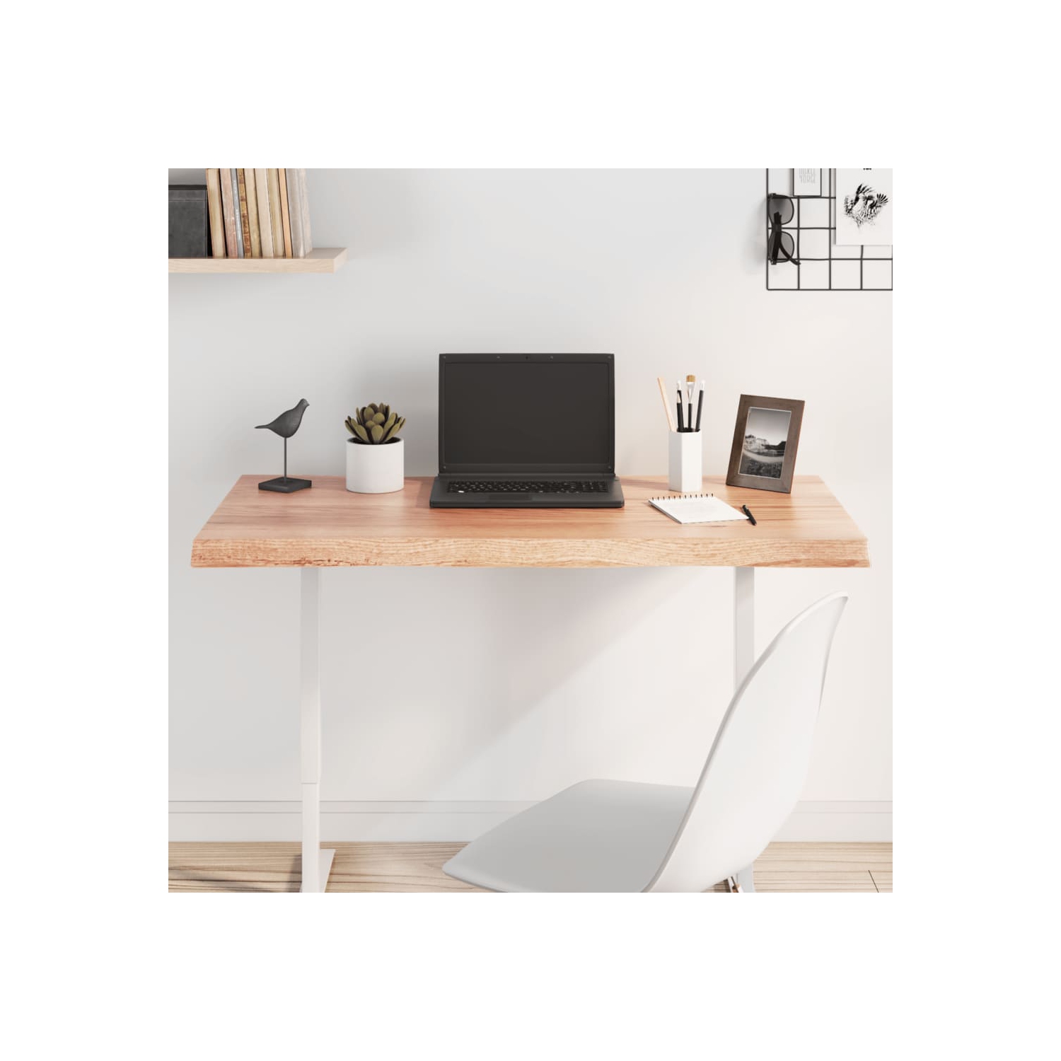 vidaXL Table Top Light Brown 100x50x(2-4)cm Treated Solid Wood Live Edge