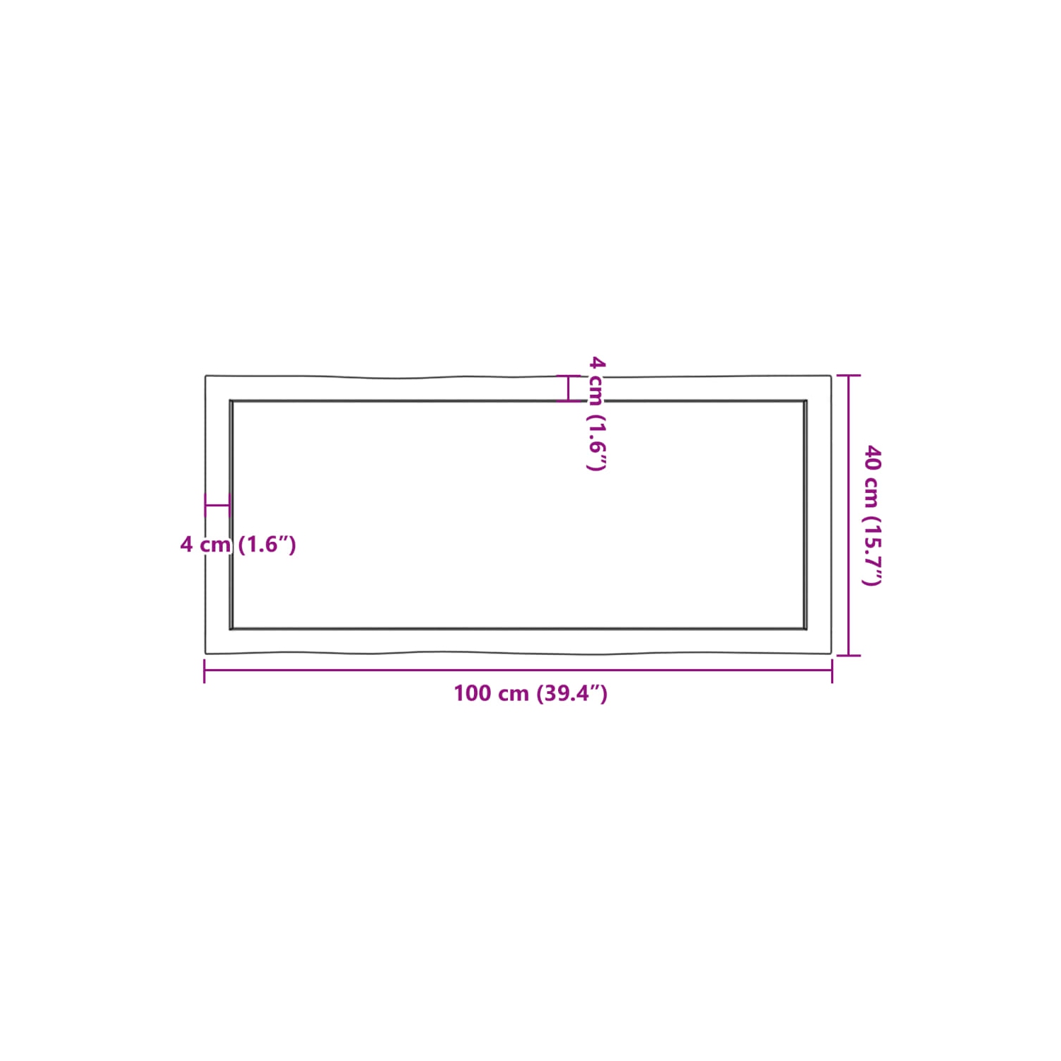 vidaXL Table Top Light Brown 100x40x(2-6)cm Treated Solid Wood Live Edge