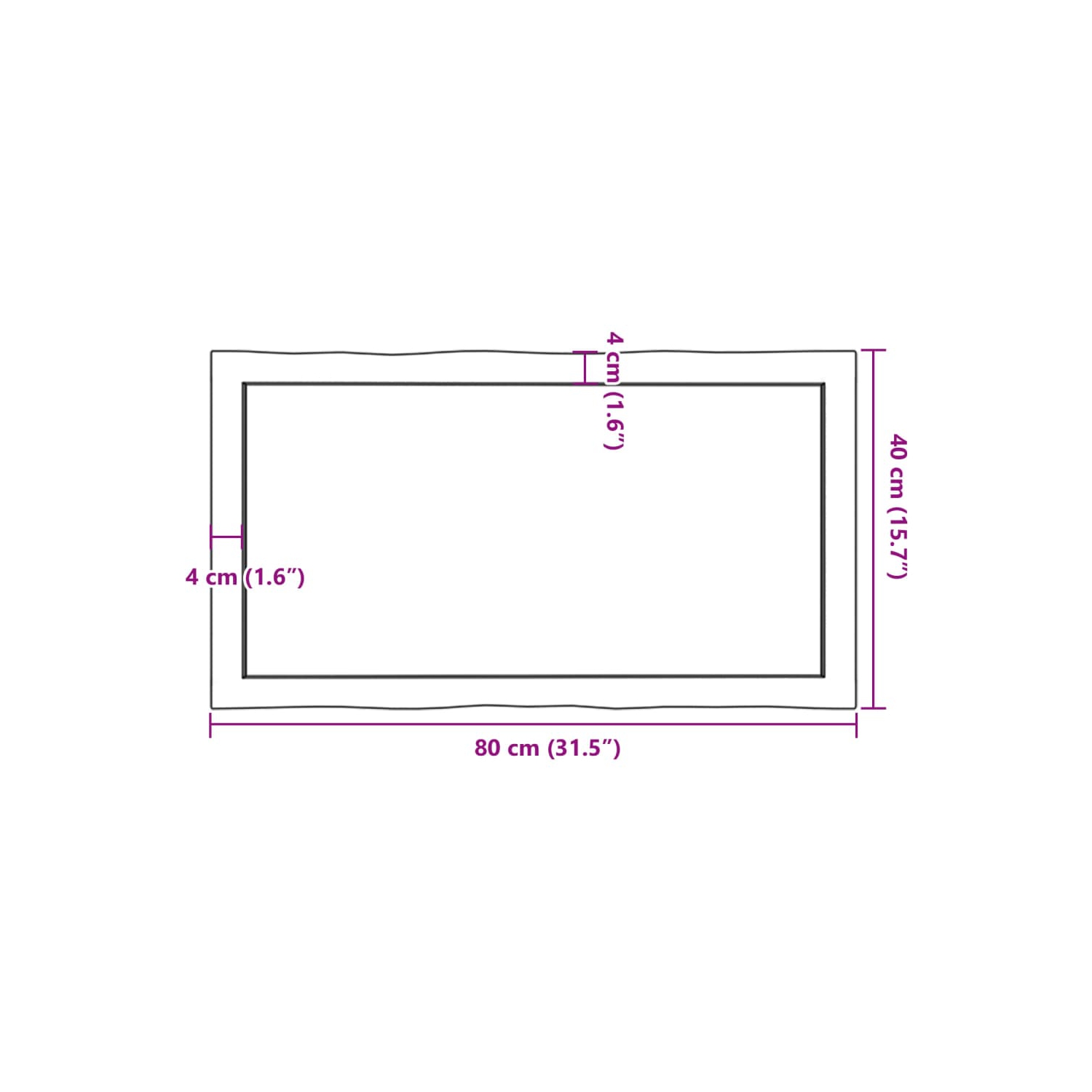 Surface de table vidaXL brun clair 80x40x cm bois massif traité bord direct