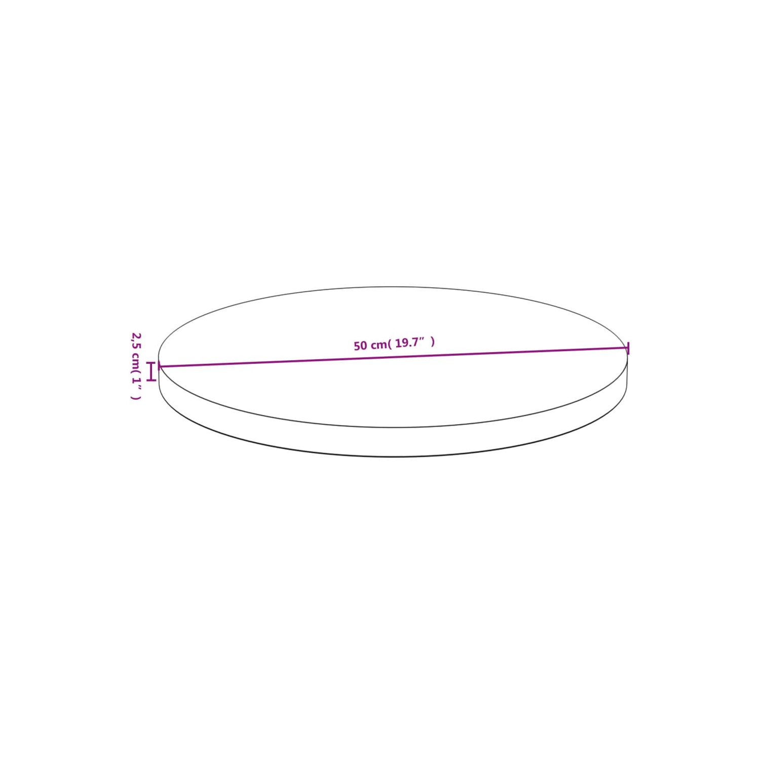 Surface de table vidaXL Ø50x2.5&nbsp;cm Bambou