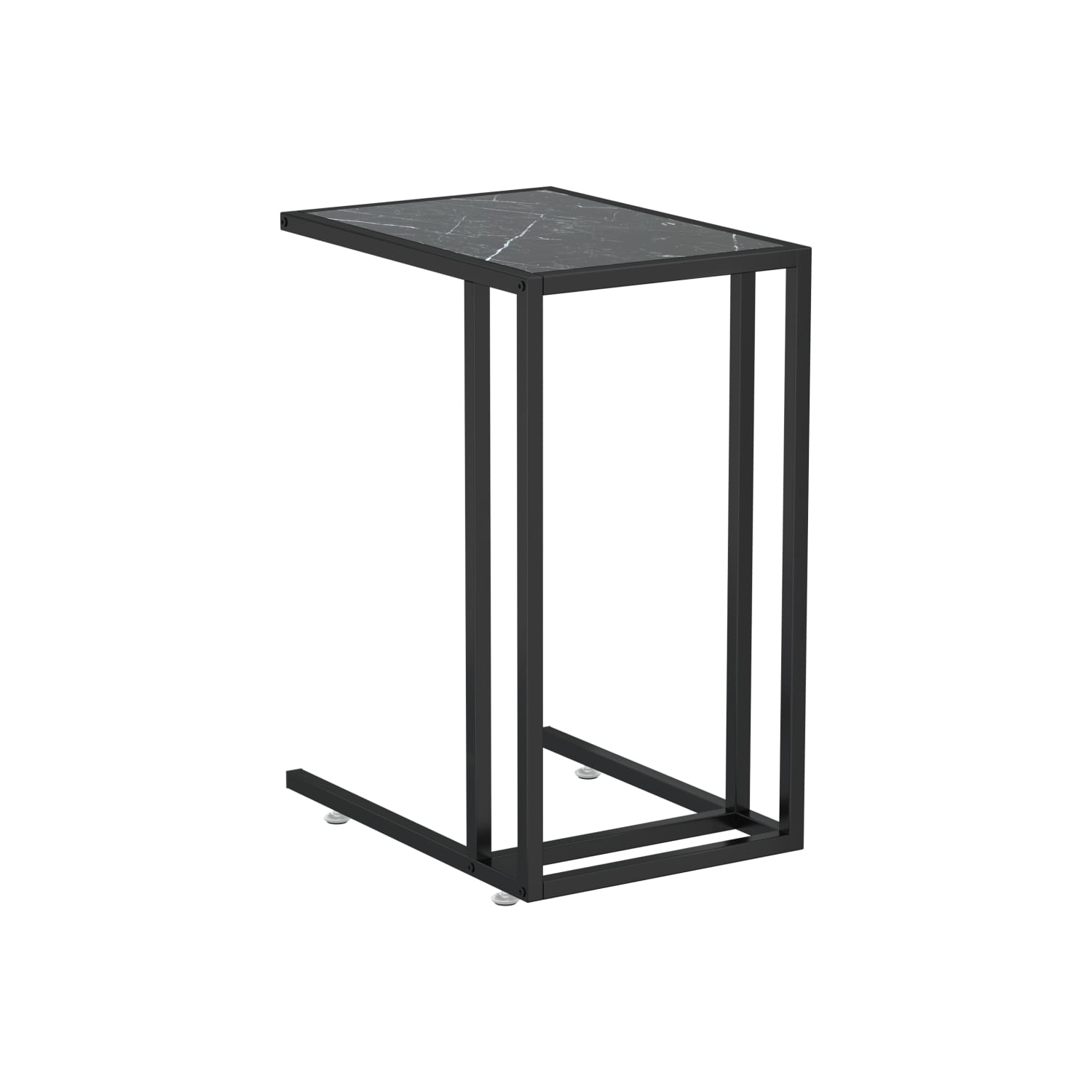 vidaXL Computer Side Table Black Marble 50x35x65 cm Tempered Glass