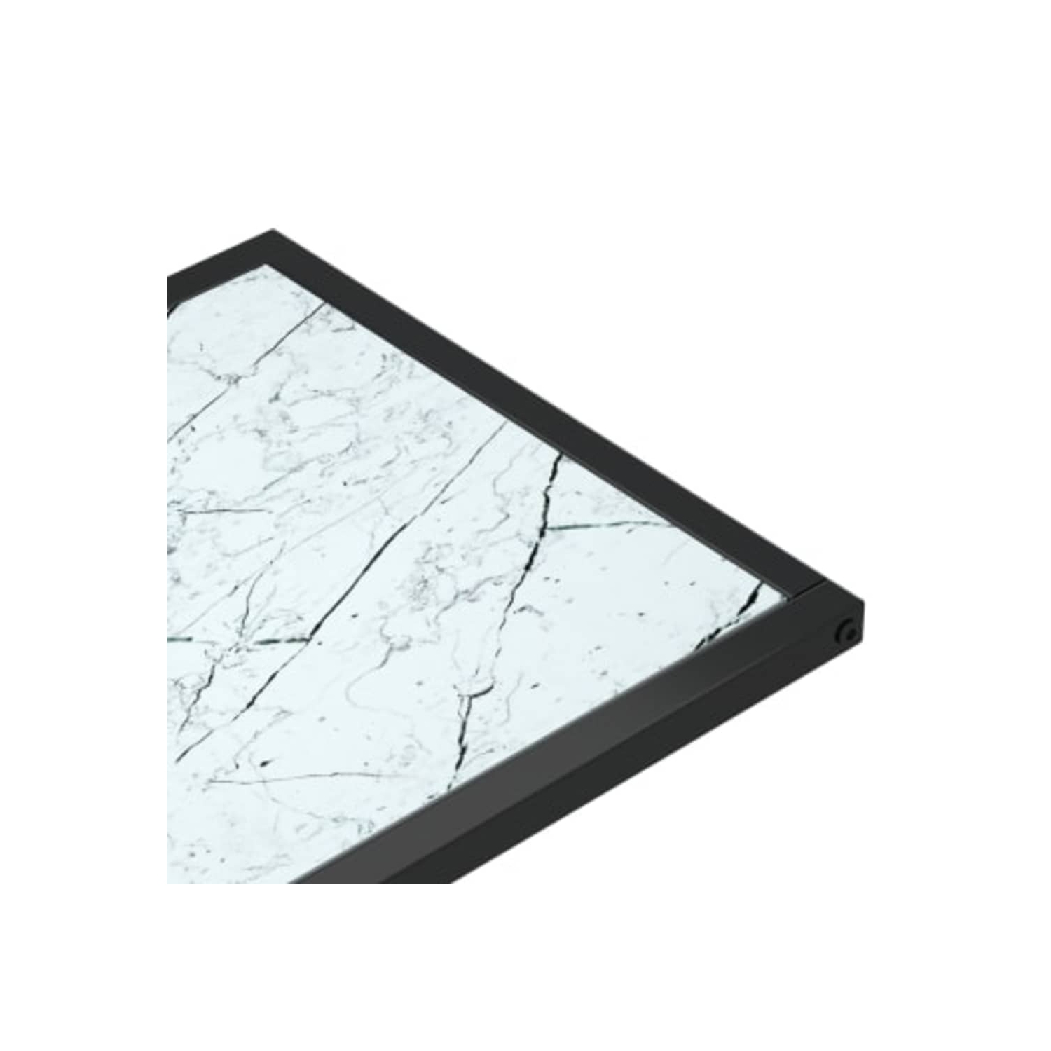 vidaXL Computer Side Table White Marble 50x35x65 cm Tempered Glass