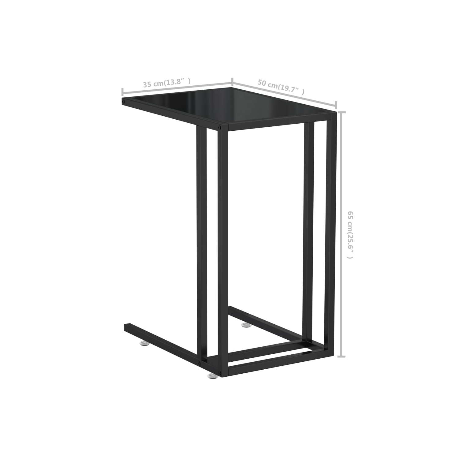 vidaXL Computer Side Table Black 50x35x65 cm Tempered Glass