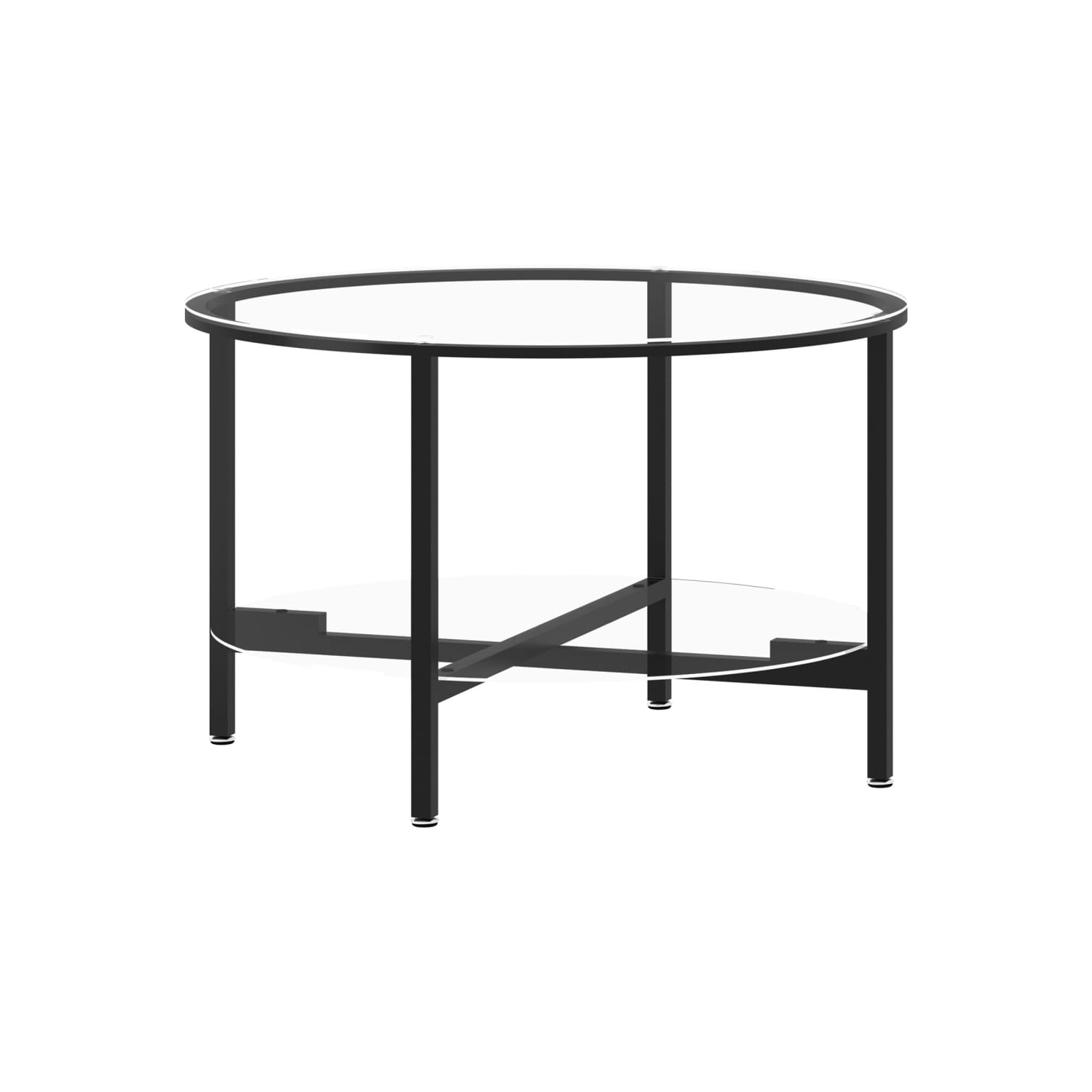 vidaXL Tea Table Black and Transparent 70 cm Tempered Glass