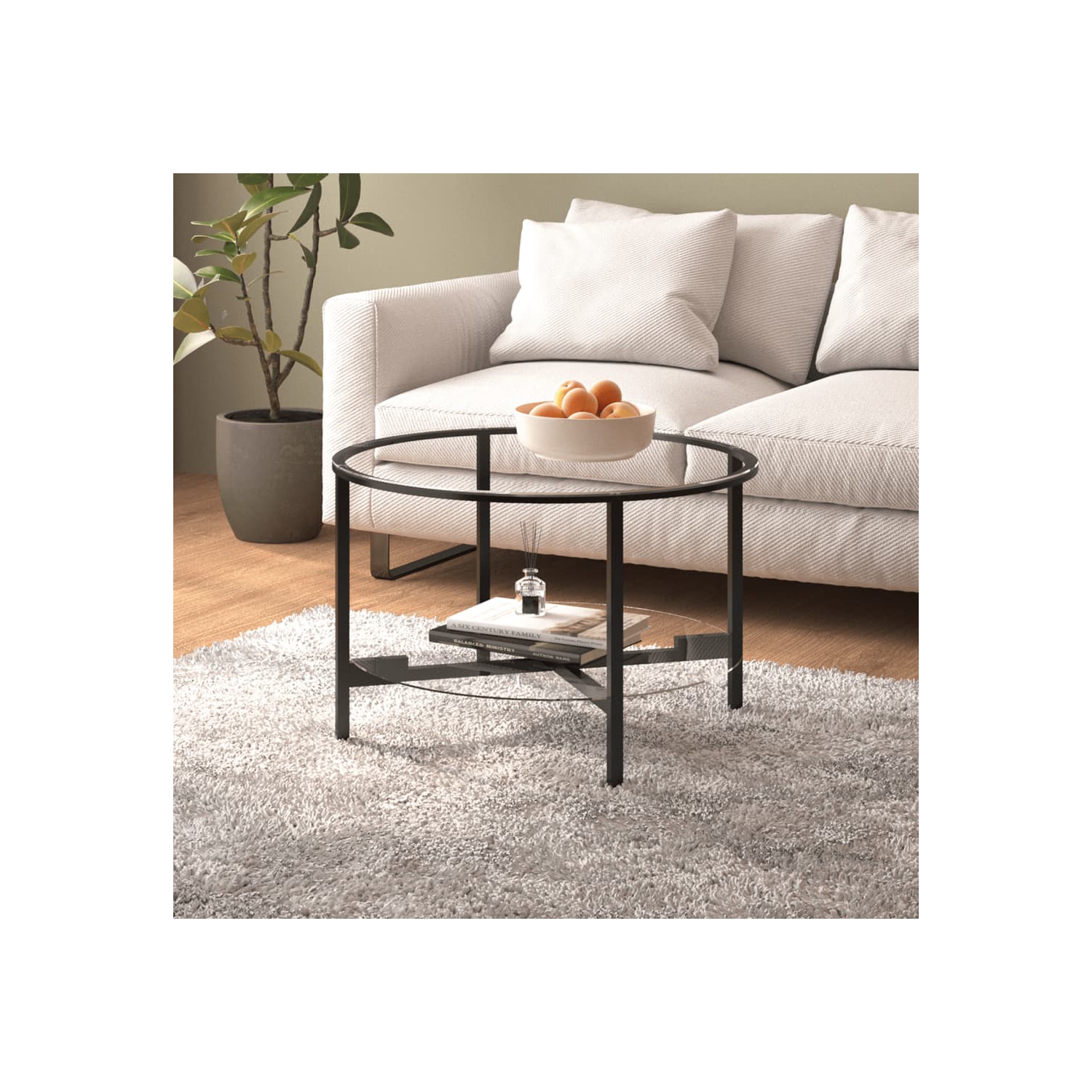 vidaXL Tea Table Black and Transparent 70 cm Tempered Glass