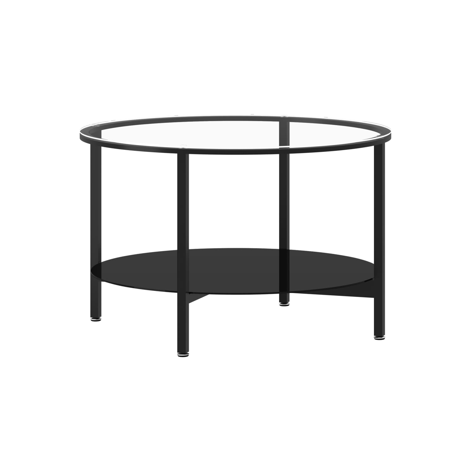 vidaXL Tea Table Black and Transparent 70 cm Tempered Glass