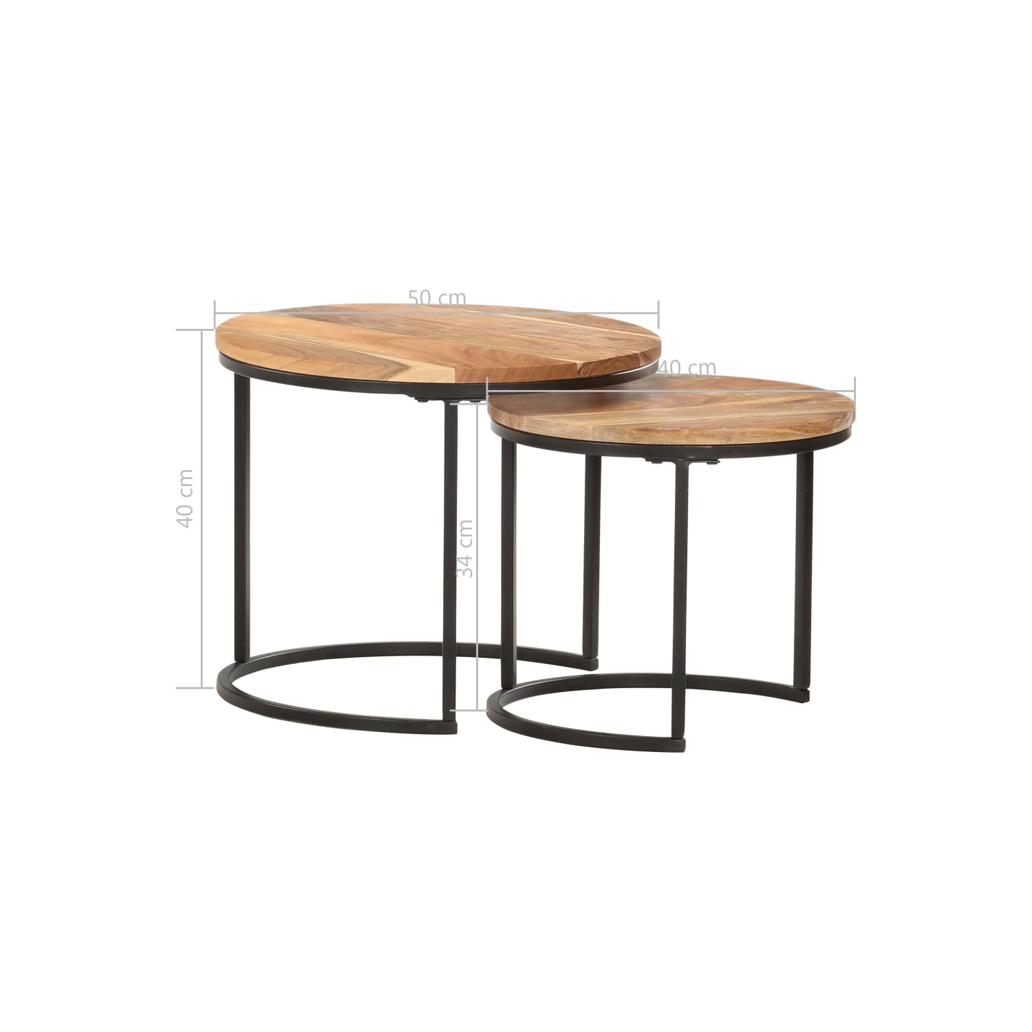 vidaXL Nesting Tables 2 pcs Solid Acacia Wood