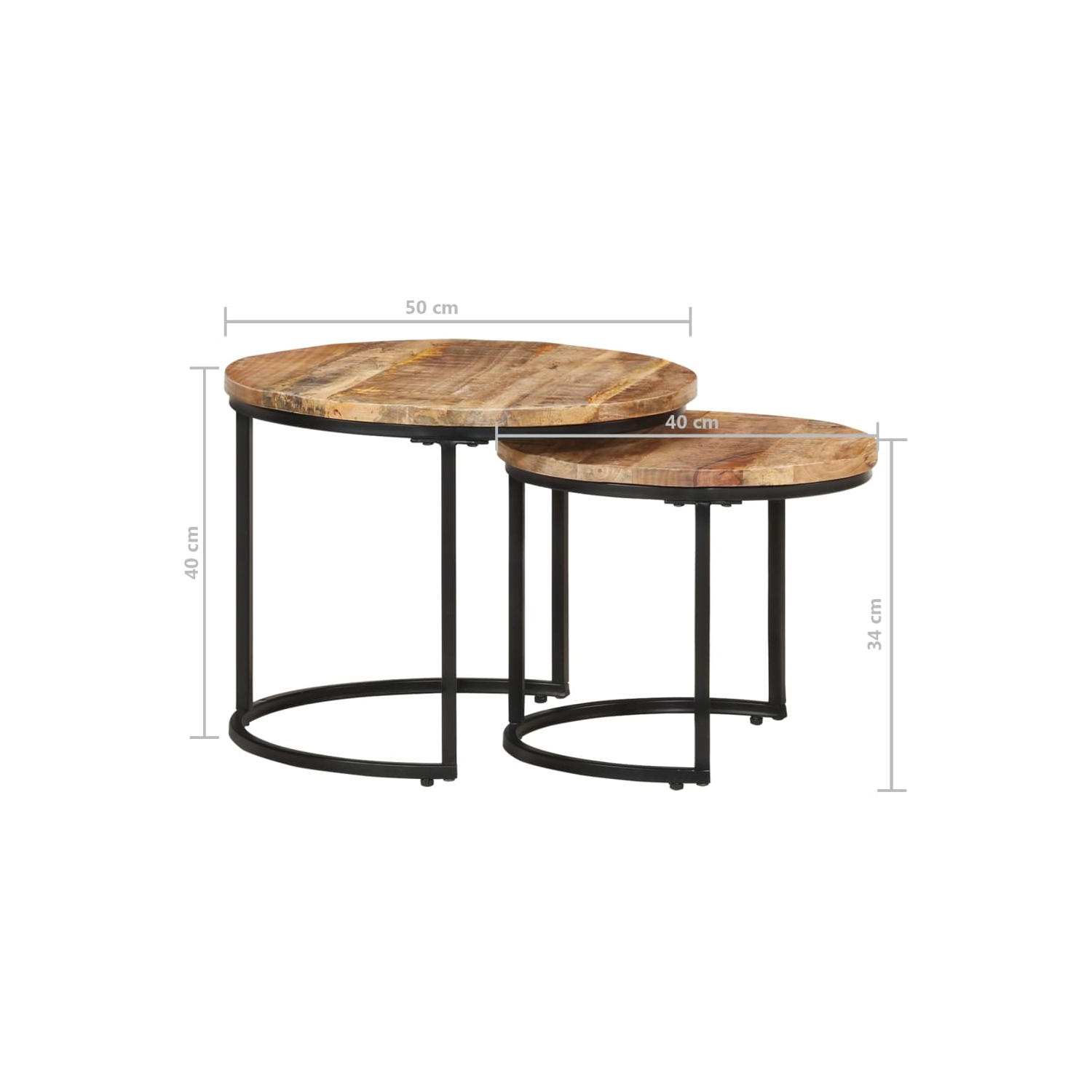 vidaXL Nesting Tables 2 pcs Rough Mango Wood