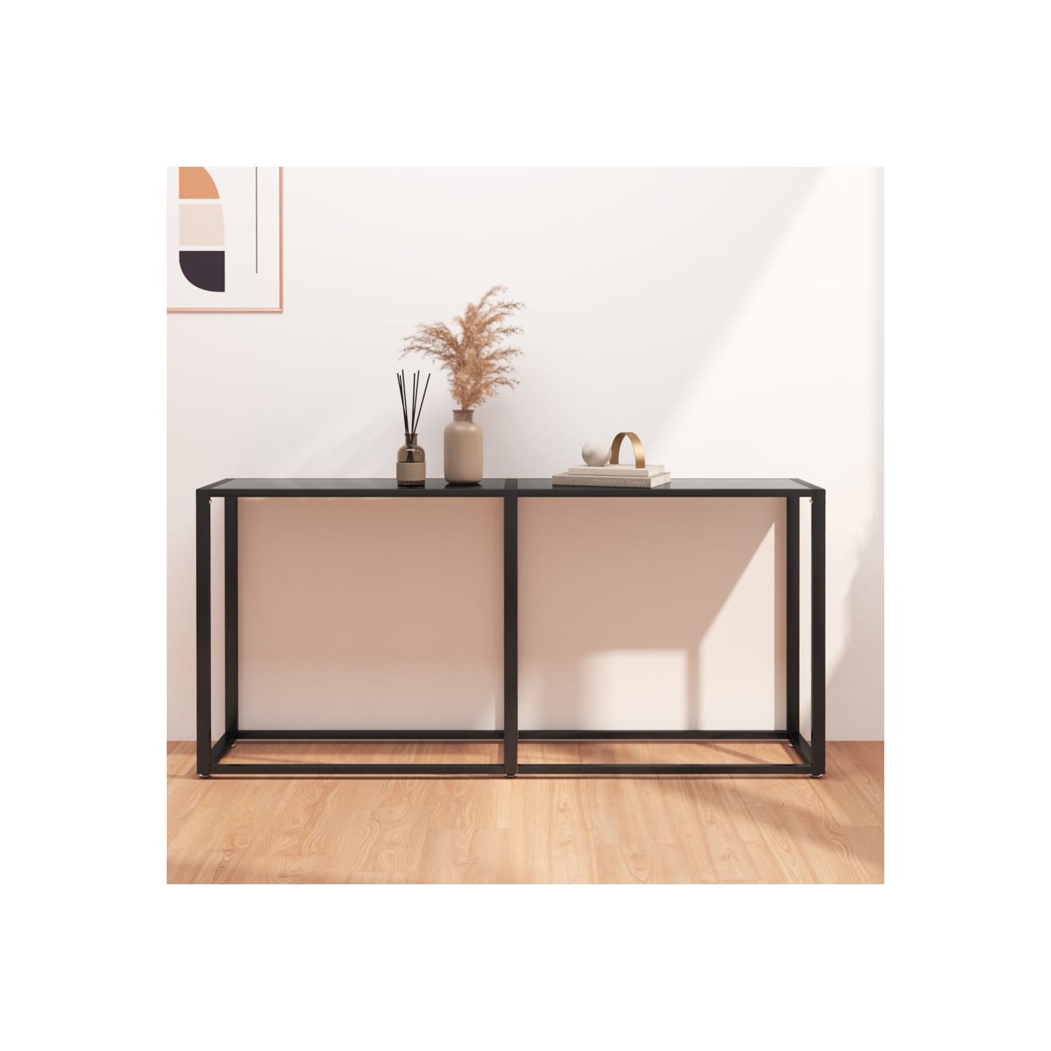 vidaXL Console Table Black 160x35x75.5cm Tempered Glass