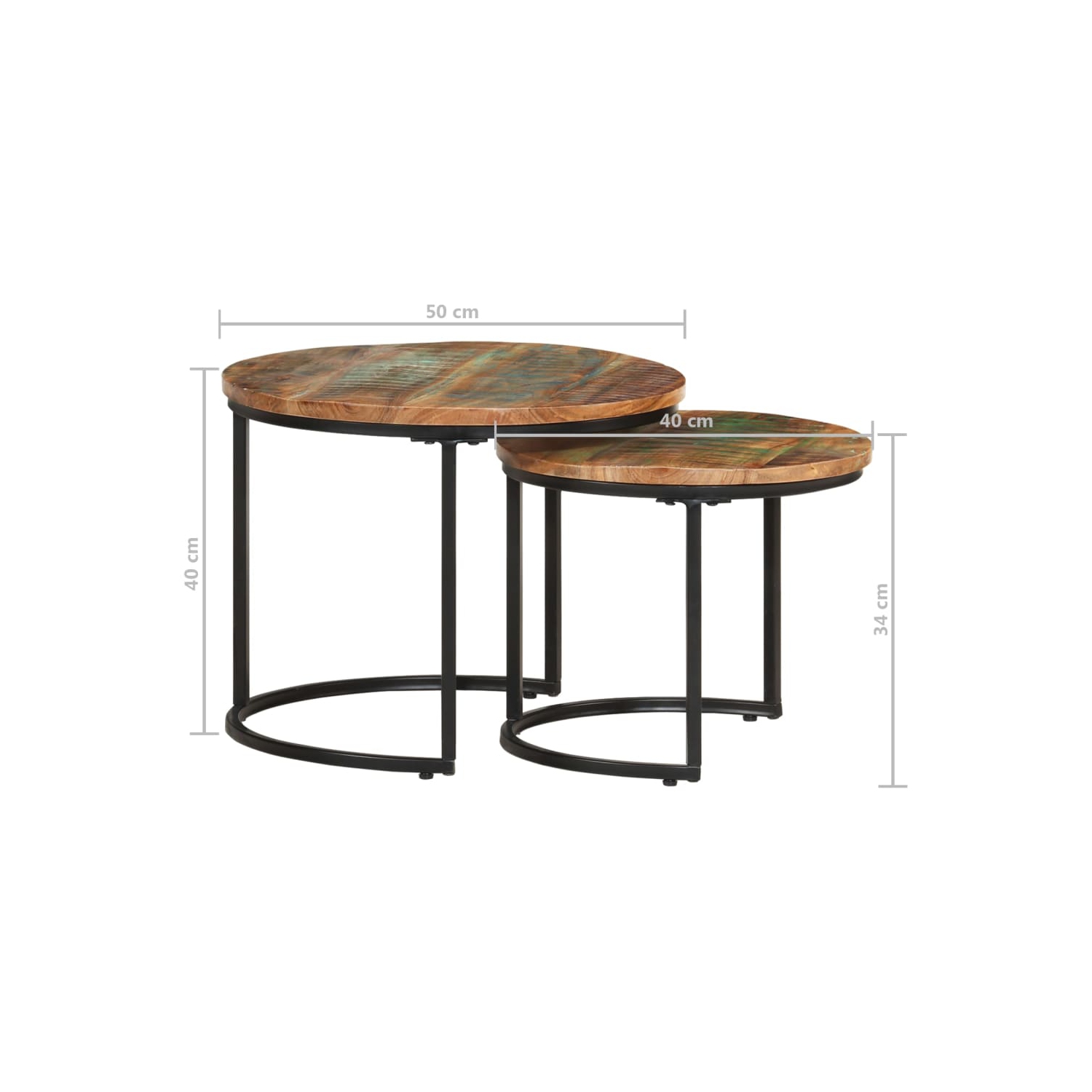 vidaXL Nesting Tables 2 pcs Solid Reclaimed Wood