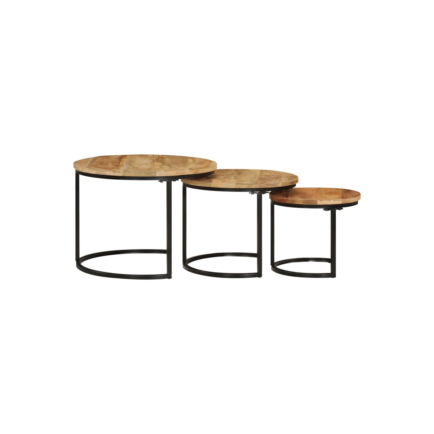 vidaXL Nesting Tables 3 pcs Solid Rough Wood Mango