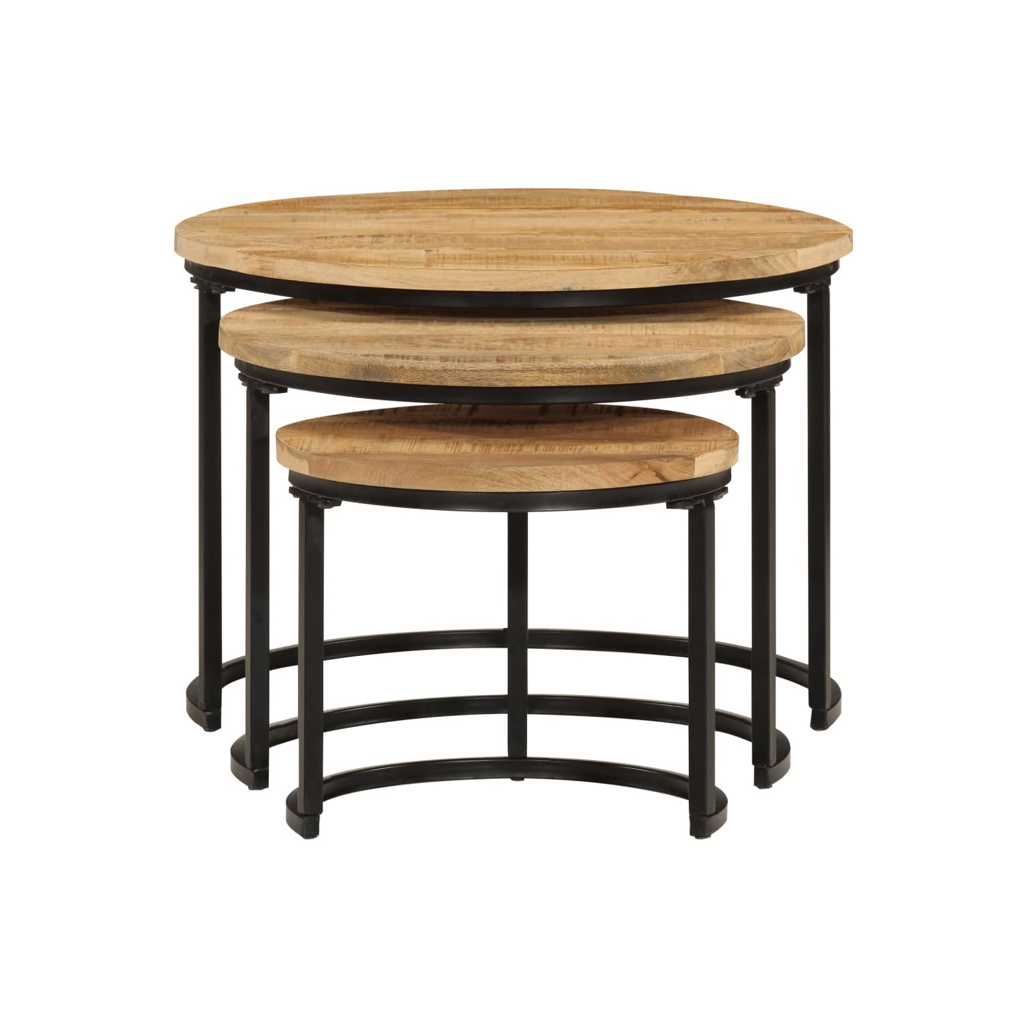 vidaXL Nesting Tables 3 pcs Solid Rough Wood Mango