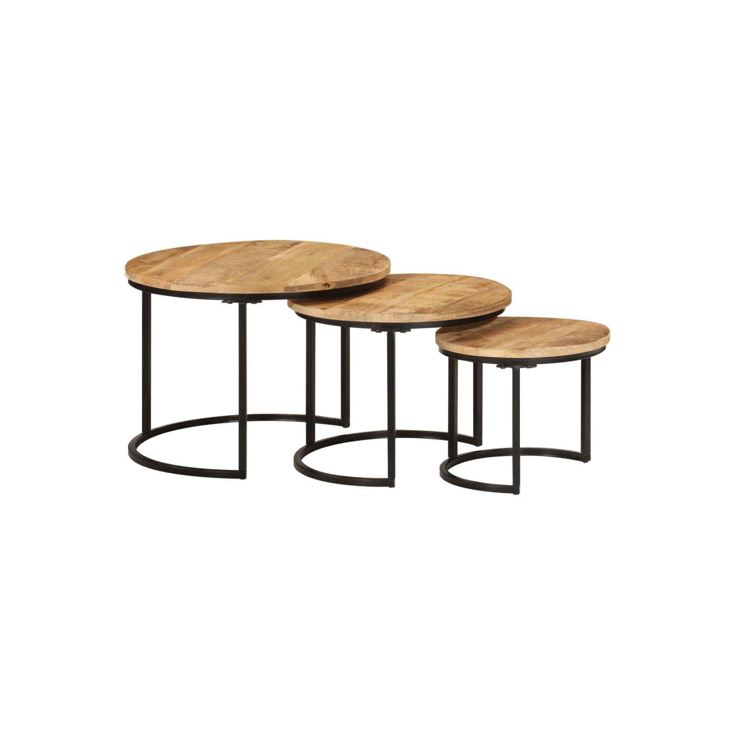 vidaXL Nesting Tables 3 pcs Solid Rough Wood Mango