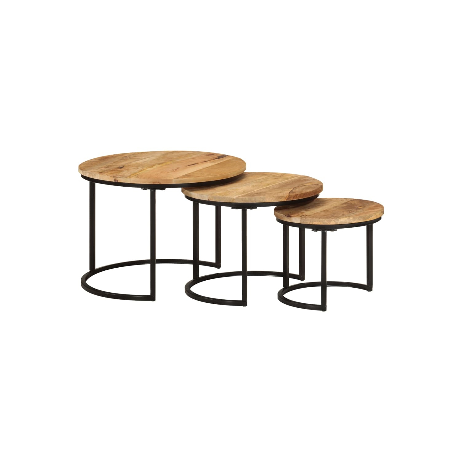 vidaXL Nesting Tables 3 pcs Solid Rough Wood Mango