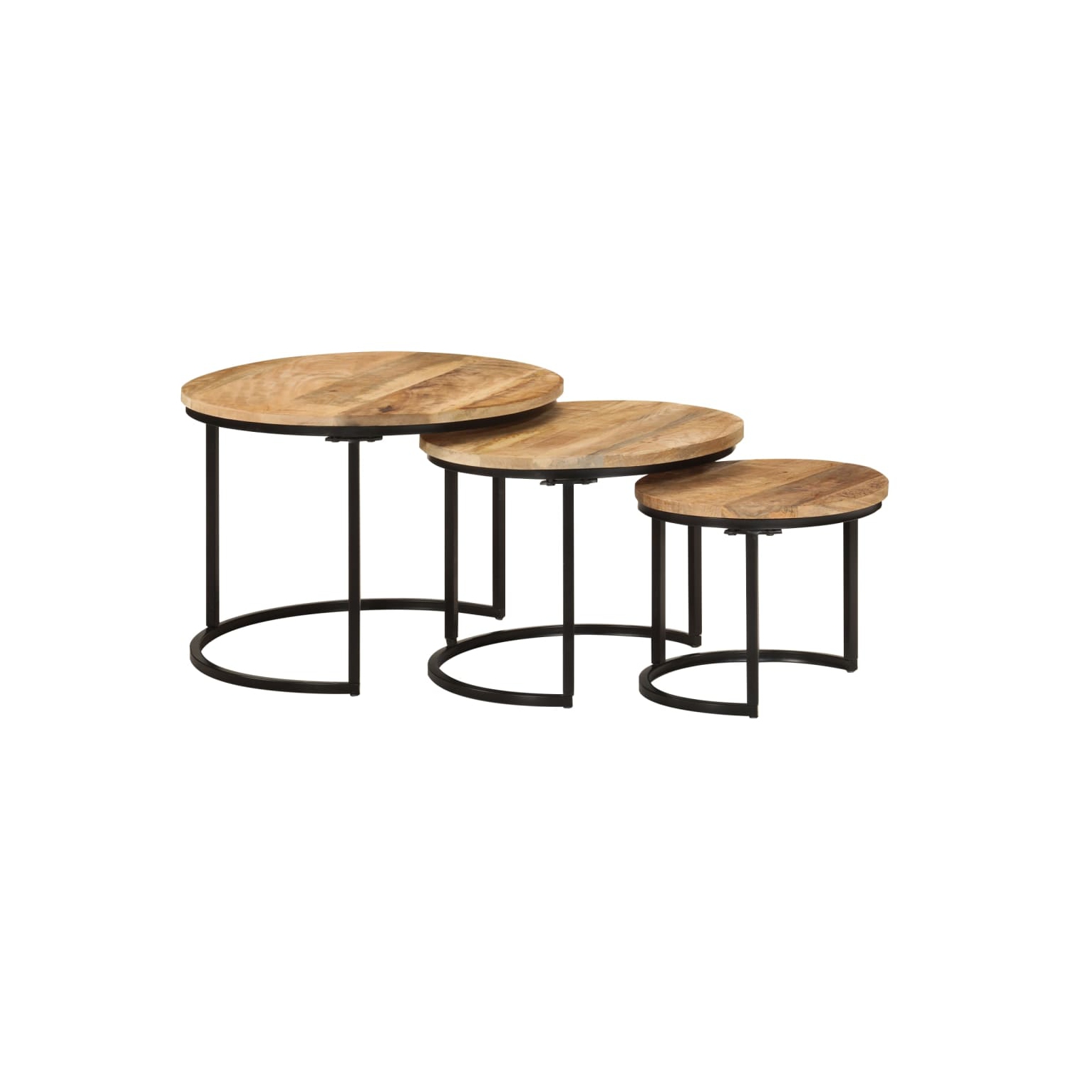 vidaXL Nesting Tables 3 pcs Solid Rough Wood Mango