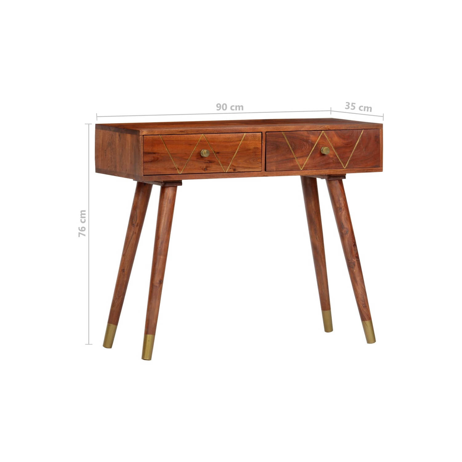 vidaXL Console Table 90x35x76 cm Solid Acacia Wood