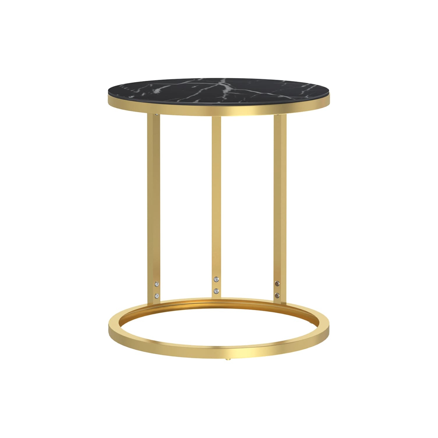 vidaXL Side Table Gold and Black Marble 45 cm Tempered Glass