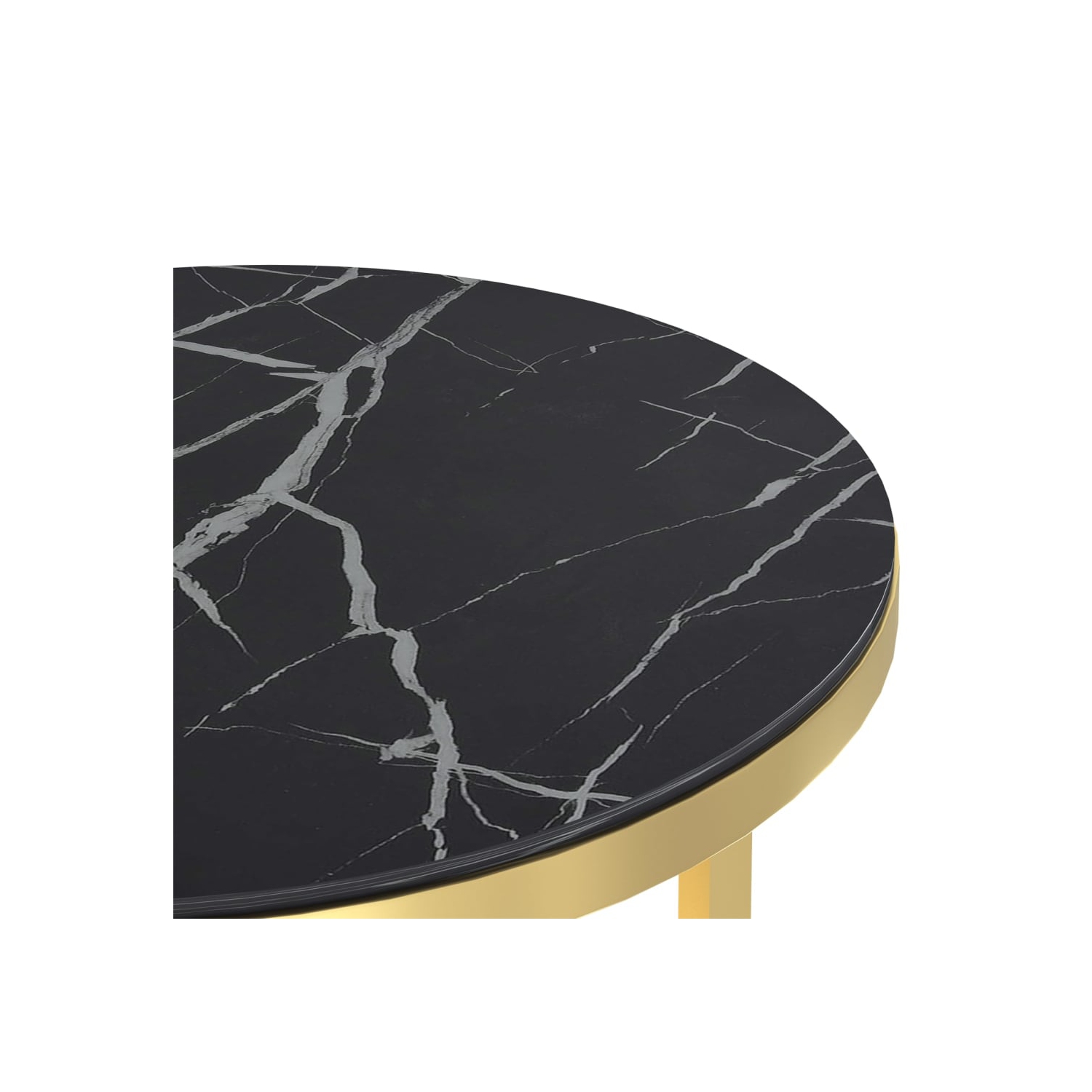 vidaXL Side Table Gold and Black Marble 45 cm Tempered Glass