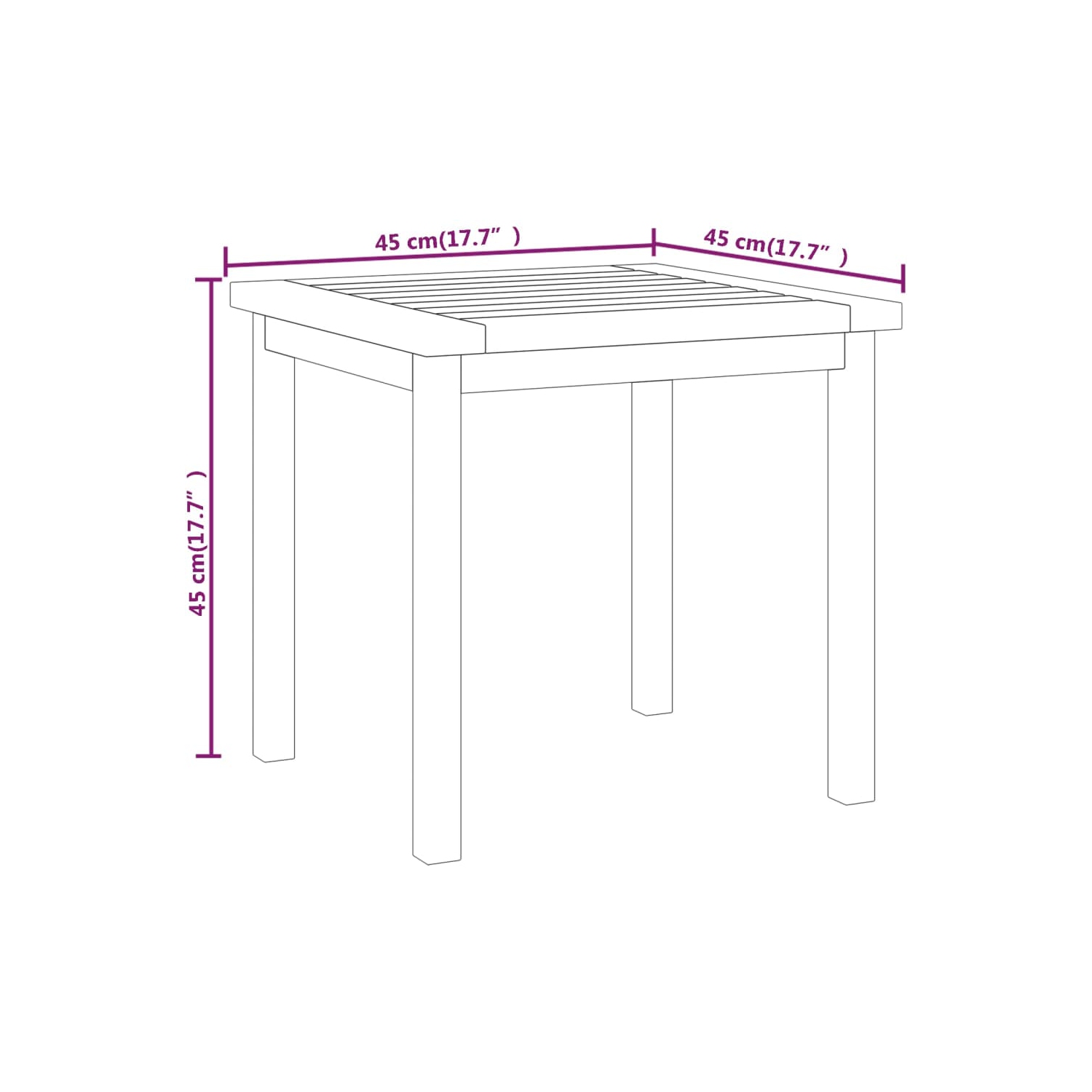 vidaXL Side Table 45x45x45 cm Solid Wood Teak
