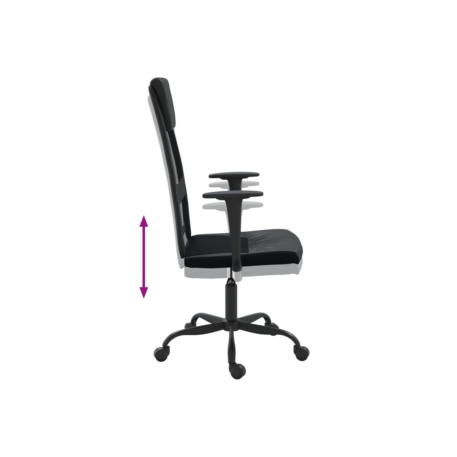 vidaXL Office Chair Black Mesh Fabric and Faux Leather