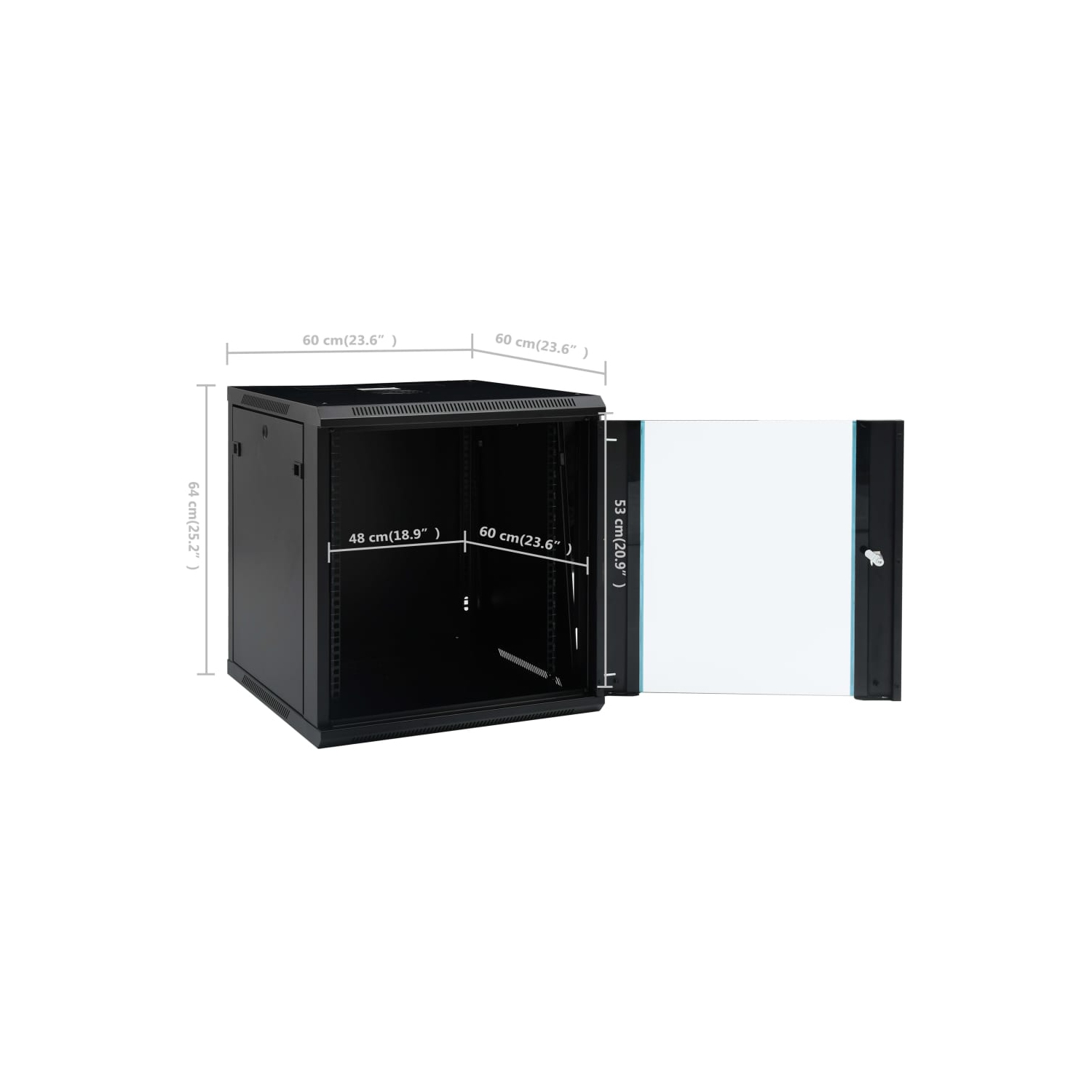 vidaXL 12U Wall Mounted Network Cabinet 19 IP20 600x600x640 mm