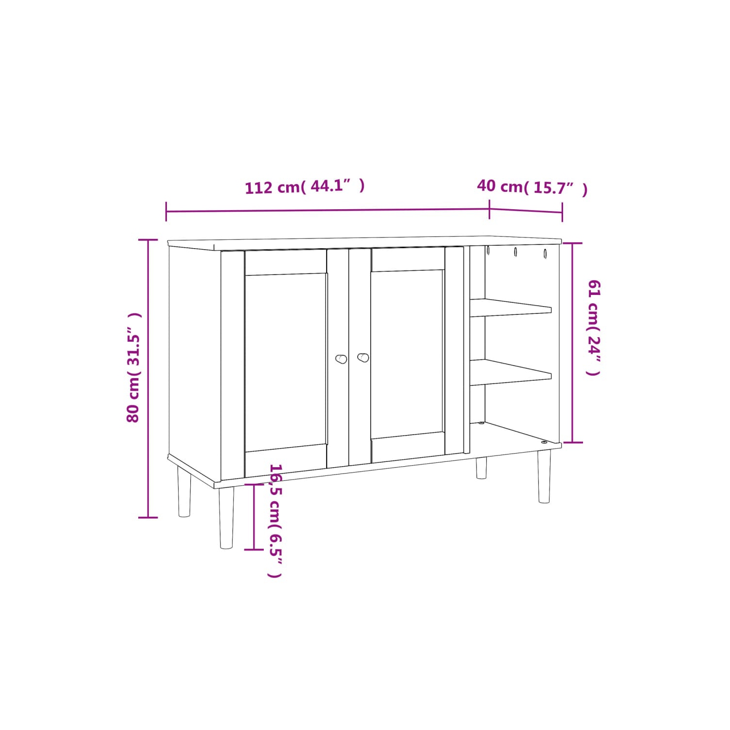 vidaXL Sideboard SENJA Rattan Look White 112x40x80cm Solid Wood Pine