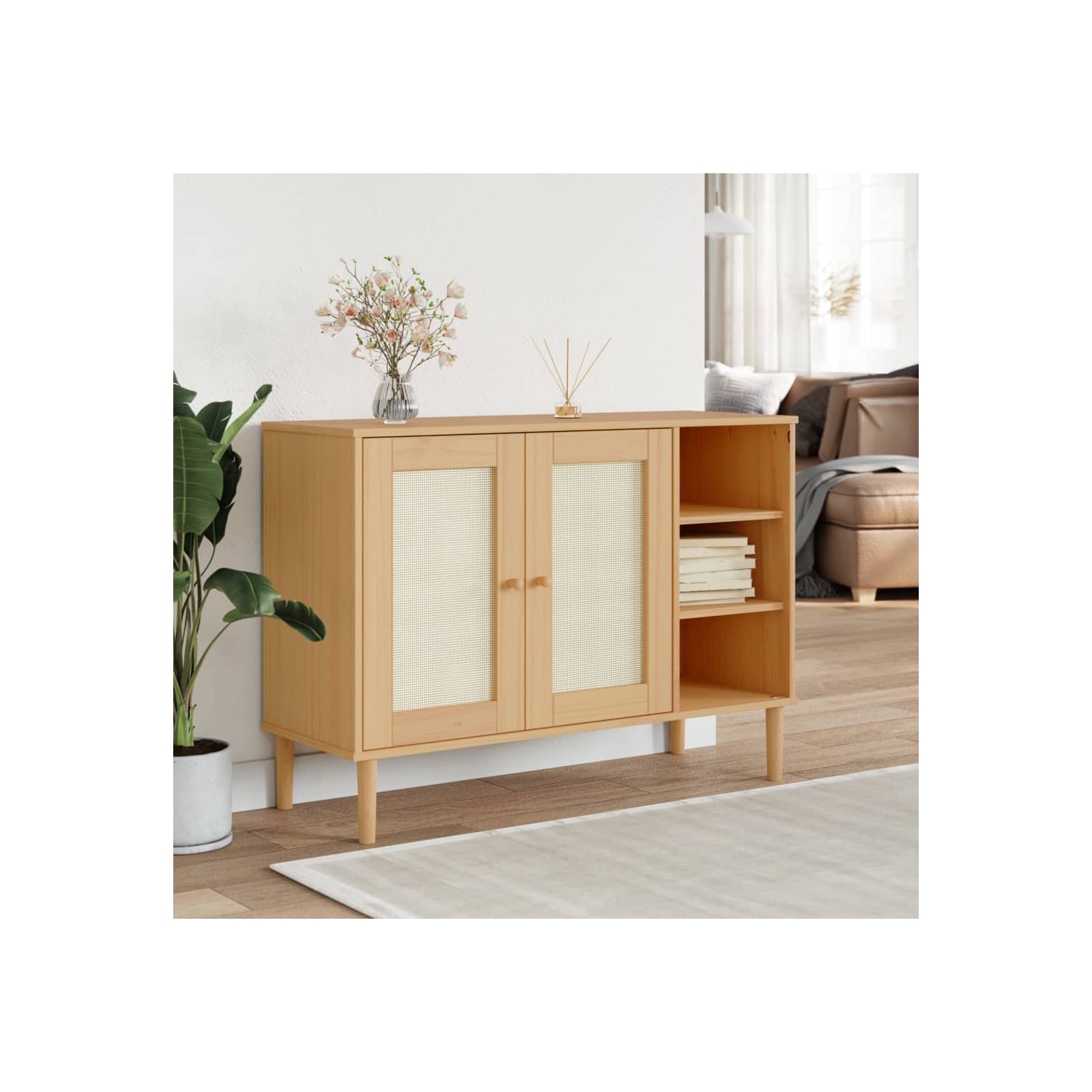 Meuble d'extérieur SENJA Rattan brun 112 x 40 x 40 po 80 cm en pin massif