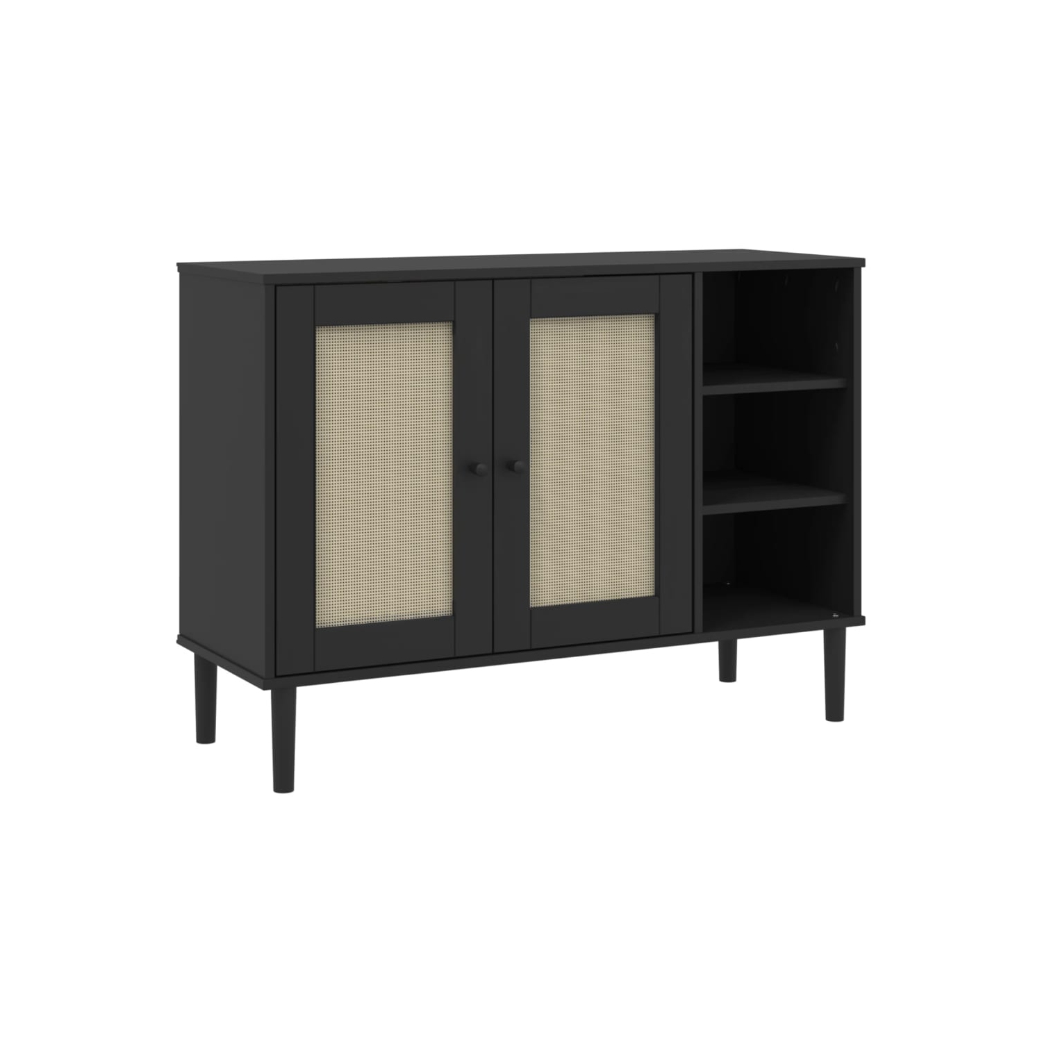 Surface de rangement SENJA Rattan noir 112 x 40 x 40 po 80&nbsp;cm Pin massif